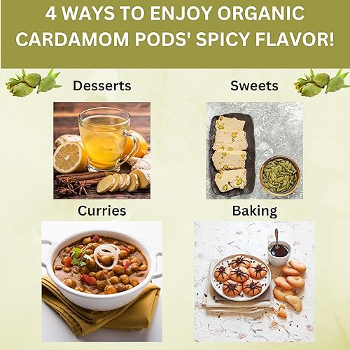 Miniatura 3 de SPICY ORGANIC Cápsulas de cardamomo verde  3 libras  Semillas enteras de cardamón para un auténtico sabor a especias, cápsulas de caramelo natural