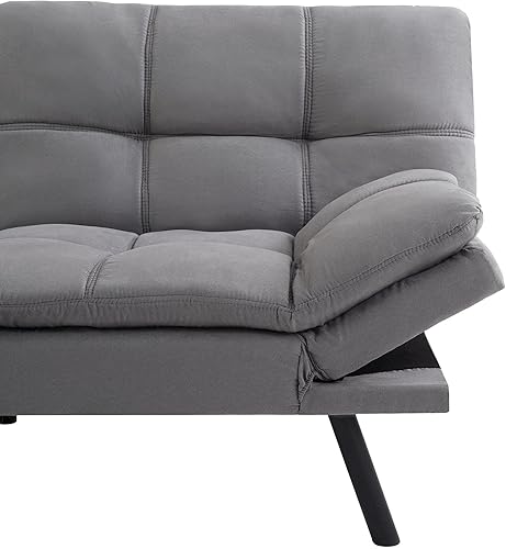 Miniatura 2 de FIOXA Futón de espuma viscoelástica, tela de gamuza sintética negra (color: gris)