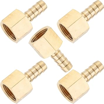 LTWFITTING Brass BSP Fitting Coupler/Adapter 3/8" Female BSPP x 5/16"8mm Hose Barb Fuel Gas Water Pack of 5