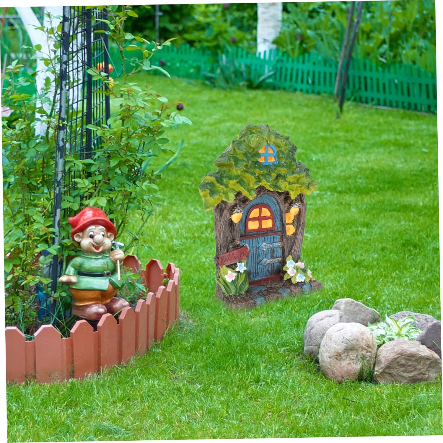 Resin Fairy Door Garden Decor Fairy House Gnome Statue Cottagecore Decor