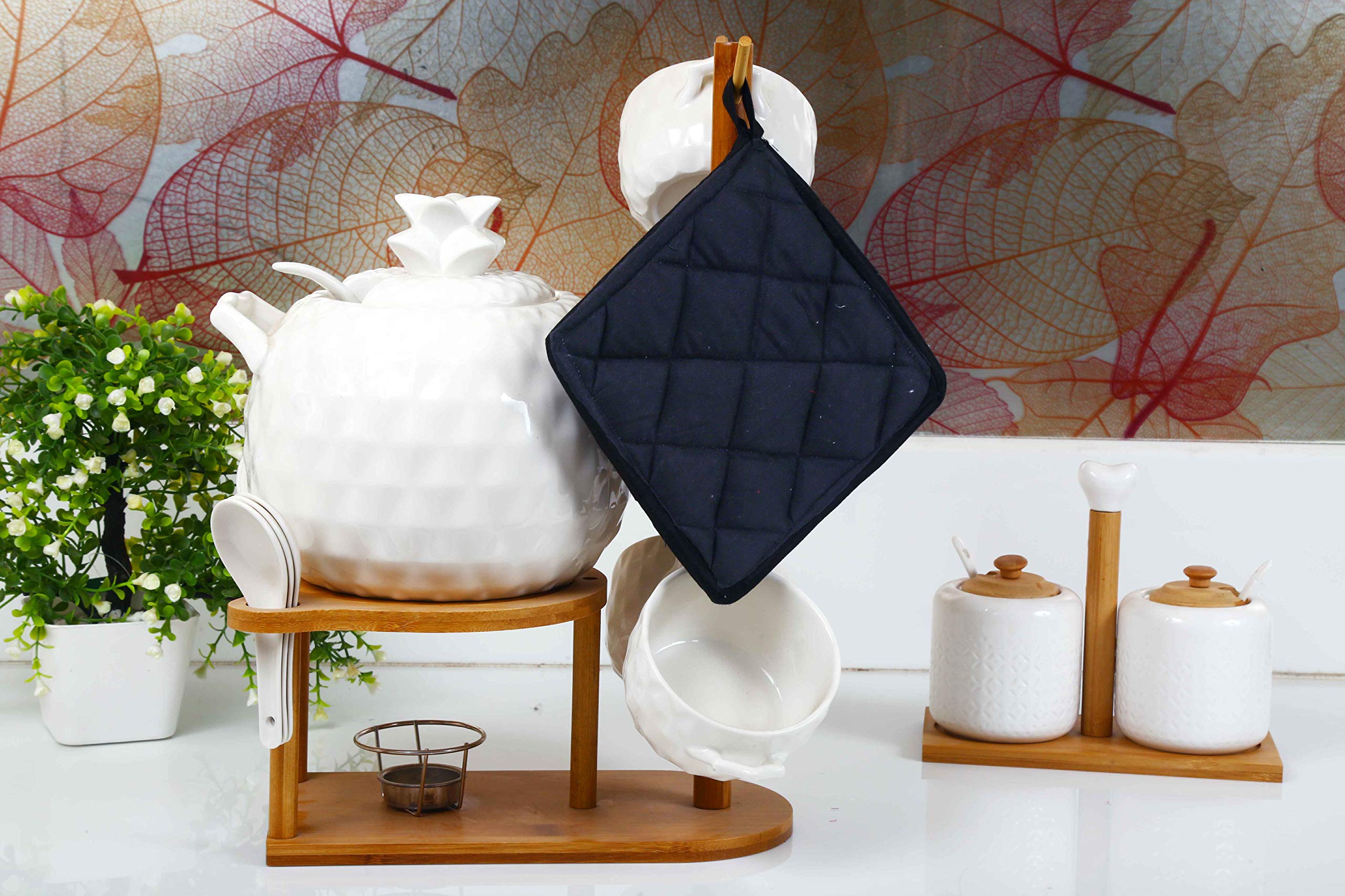 Set di 20 presine per cucina, 22,9 x 22,9 cm, resistenti al calore, 100% cotone, colore blu navy
