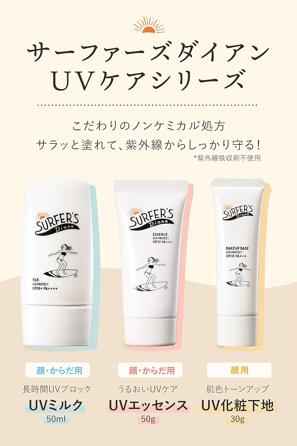Amazon Co Jp サーファーズダイアン ノンケミカル Uｖエッセンス 日焼け止め 50g Spf31 Pa 50グラム X 1 ビューティー