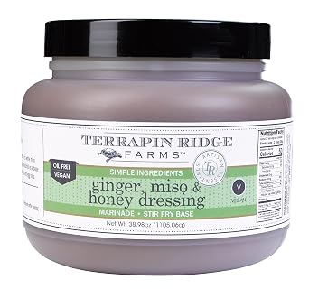 Terrapin Ridge Farms Ginger, Miso, and Honey Salad Dressing White Miso Vinaigrette for Salads, Stir Fry, and Dipping 1 Quart