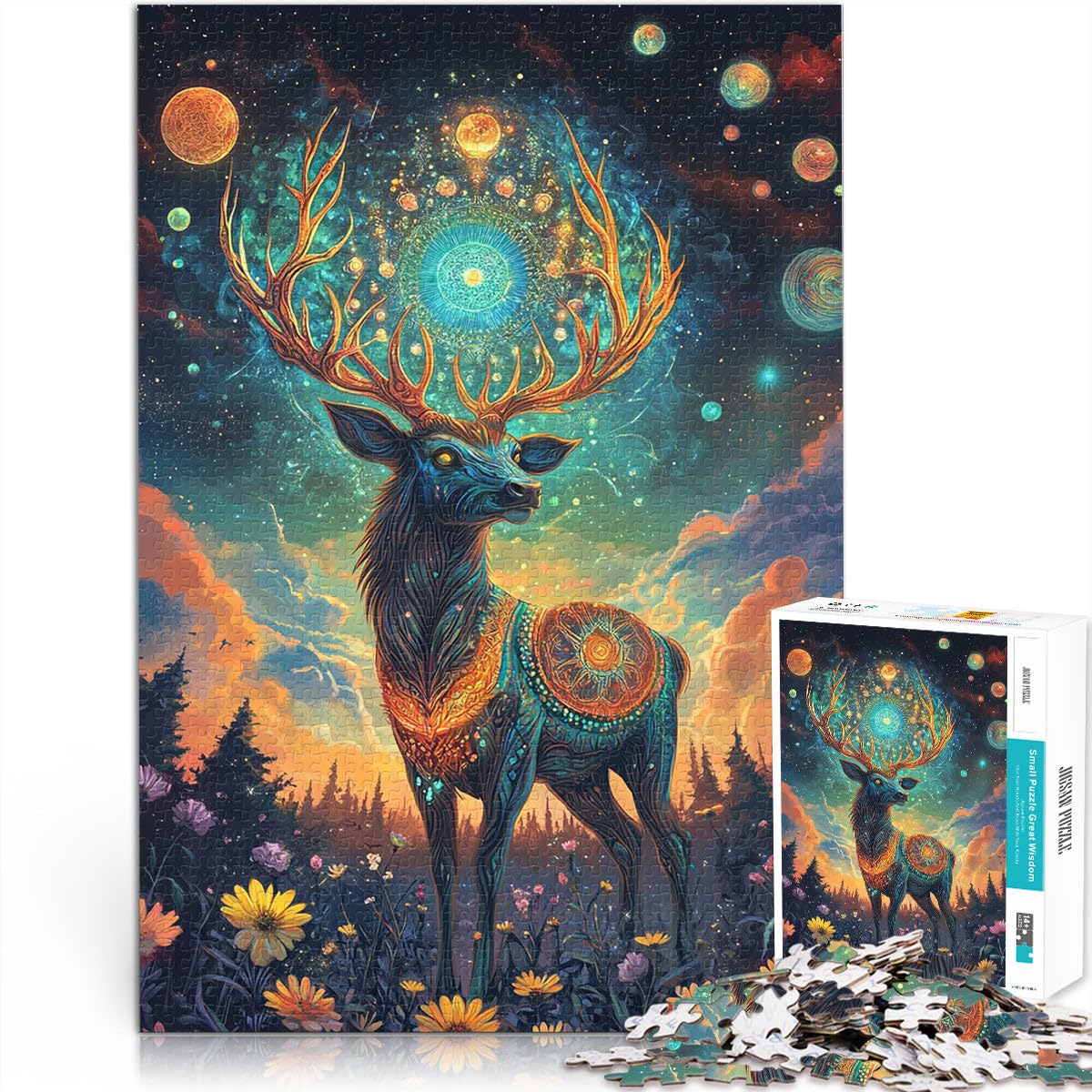 Puzzle for Adults 2000 Pieces Crowned Deer of Universe Familienspiel für und Einzigartige Wohndekoration und Geschenke70x100cm — image 1