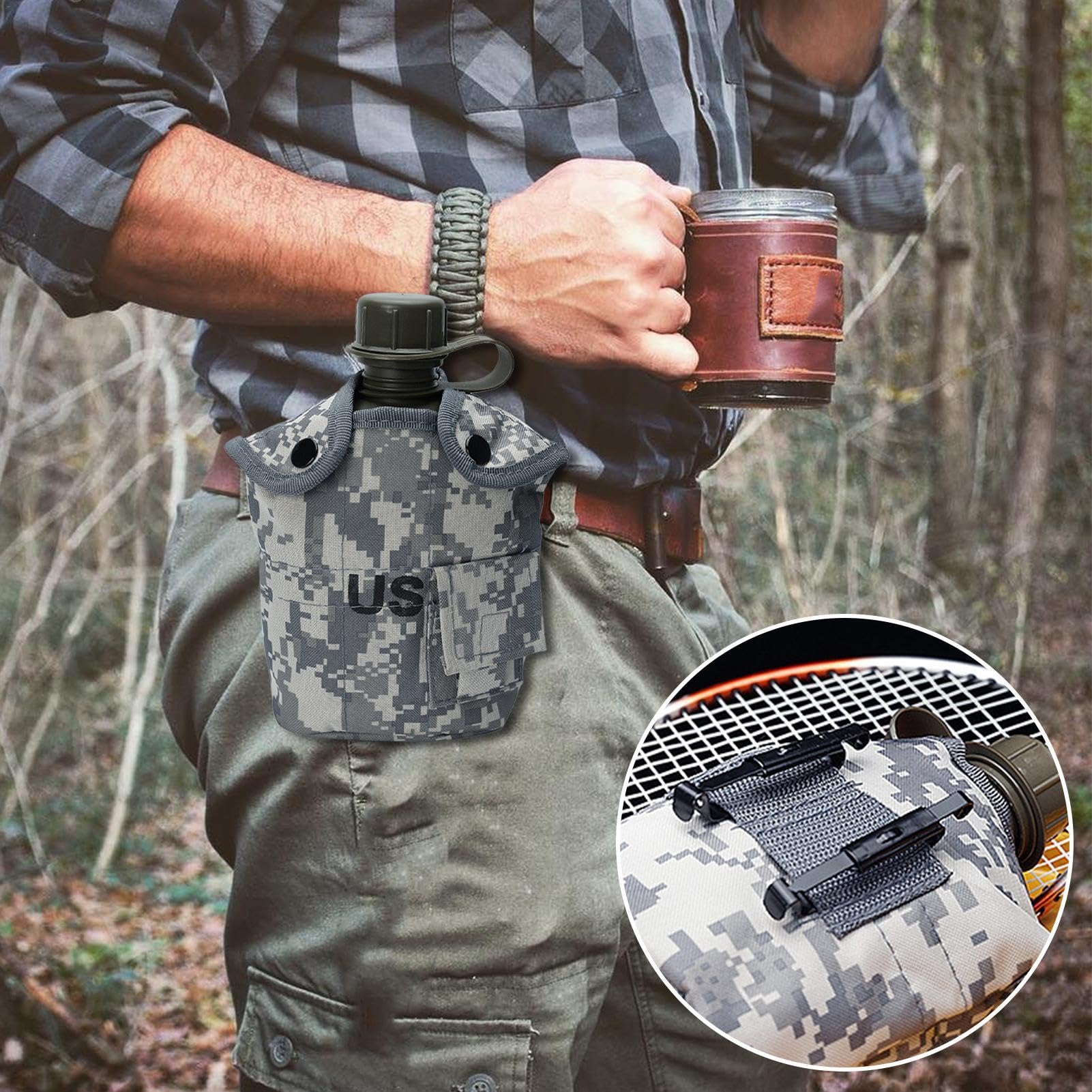 Borraccia Sportiva in Alluminio Leggera e Resistente alle Cadute, con | Campeggio Borraccia per Sport, Outdoor, Escursionismo, Campeggio, Viaggio, Picnic, Spiaggia, Ciclismo, Corsa