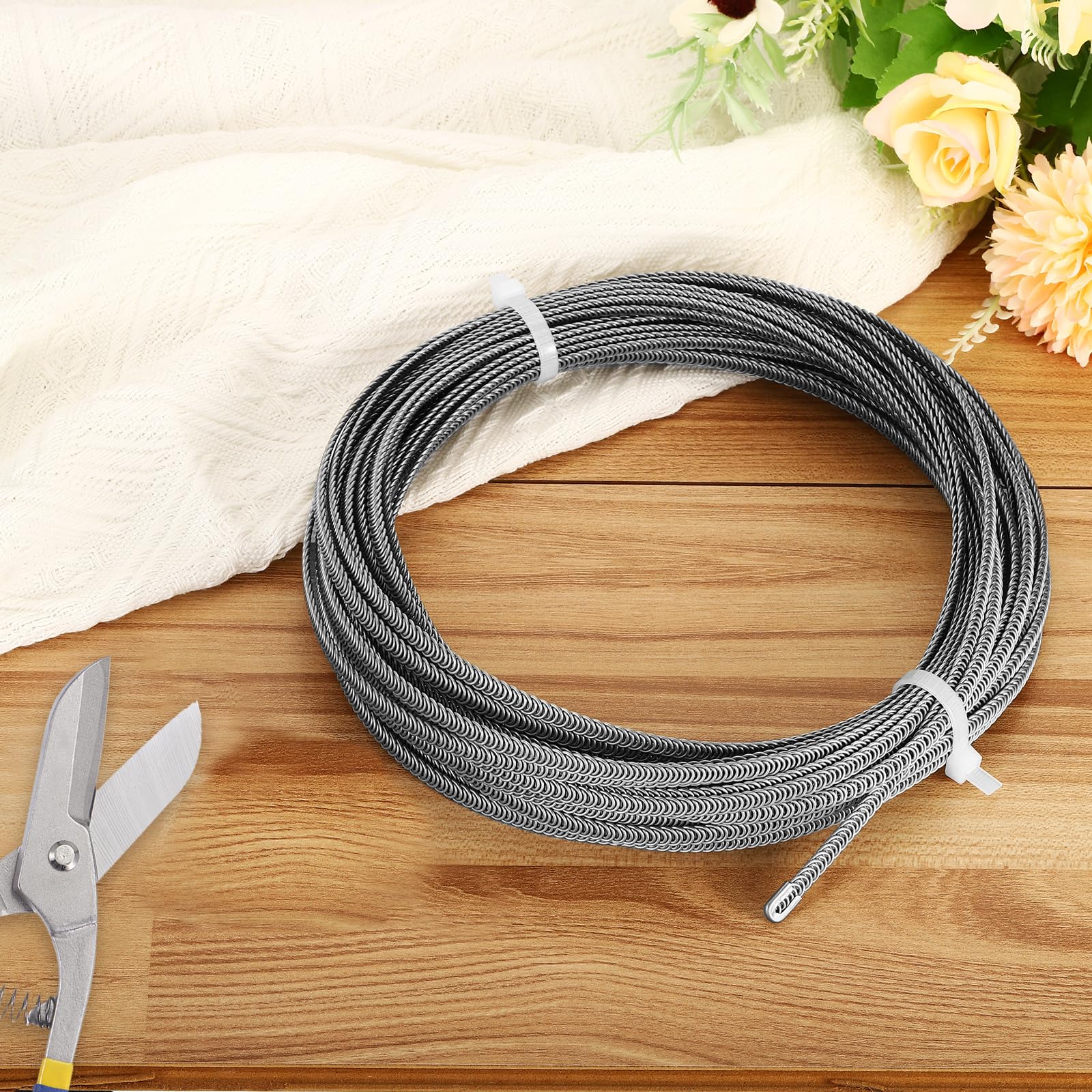 PATIKIL 20 Mètres Corset Désossement Spirale en Acier Inoxydable 304 avec 32 Embouts en Acier pour La Fabrication de Corsets (6 mm de Large)