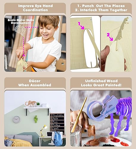 Miniatura 3 de Puzzled Rompecabezas 3D de madera de mamut lanudo, kit de modelo de construcción de manualidades, divertido juguete único y educativo de madera para