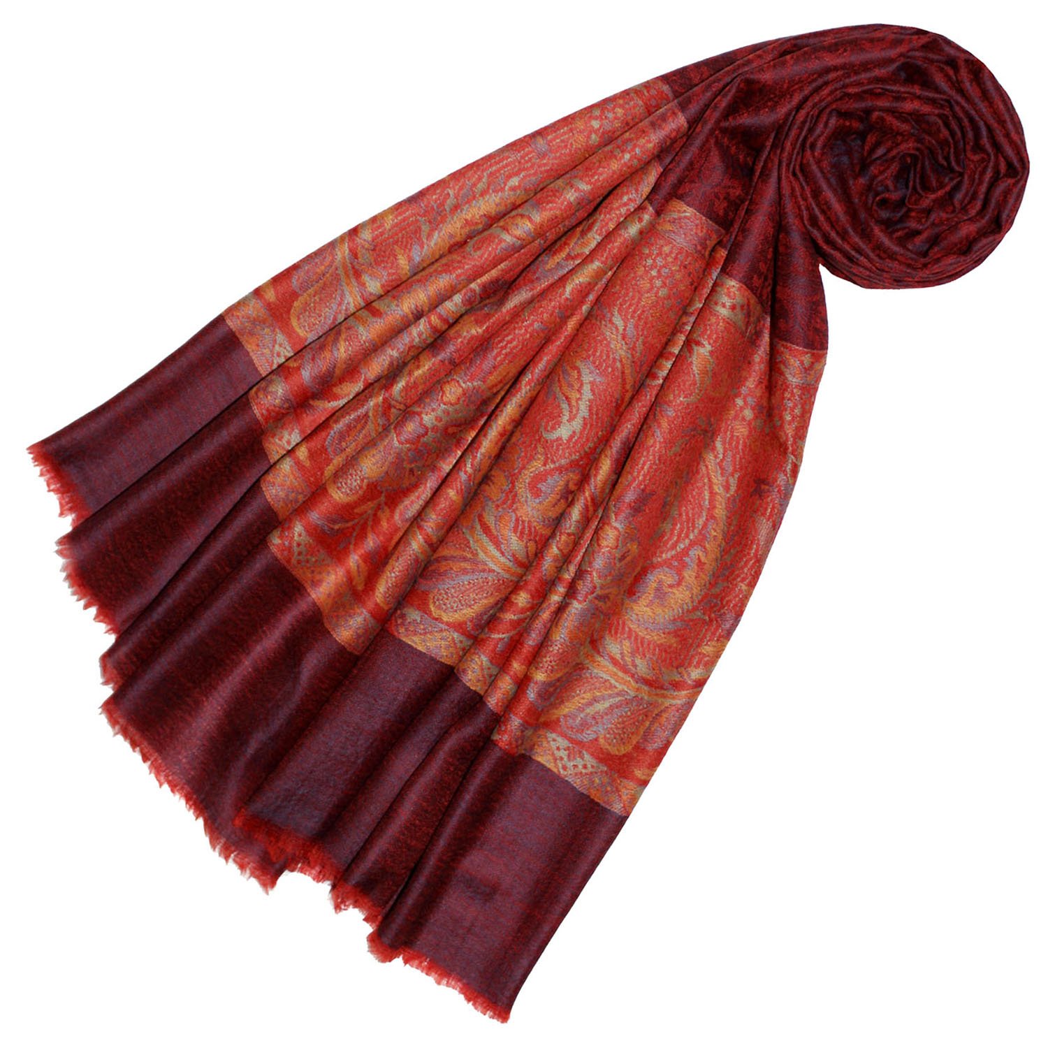 Lorenzo Cana Pashmina kaszmirowy szal damski 100% kaszmir żakardowy tkany wzór paisley szal szal kaszmirowy kaszmirowy pashmina 78502, ciemnoczerwony, 70 x 200 cm
