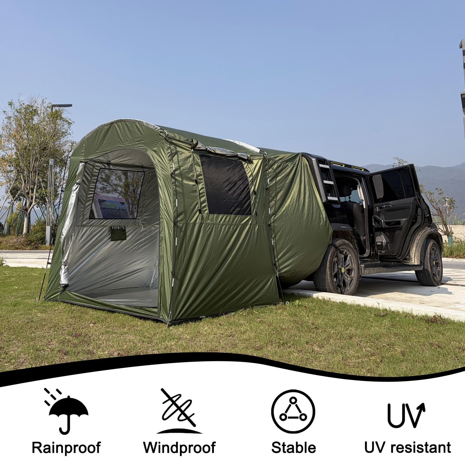 Heckzelt Auto, Autozelt Heckklappe mit Moskitonetz Fenster | PU4000 Wasserdichtes Oxford-Gewebe, UV-BestäNdige GeräUmig, Bietet Platz für 2 Personen, für Camping- und Roadtrips