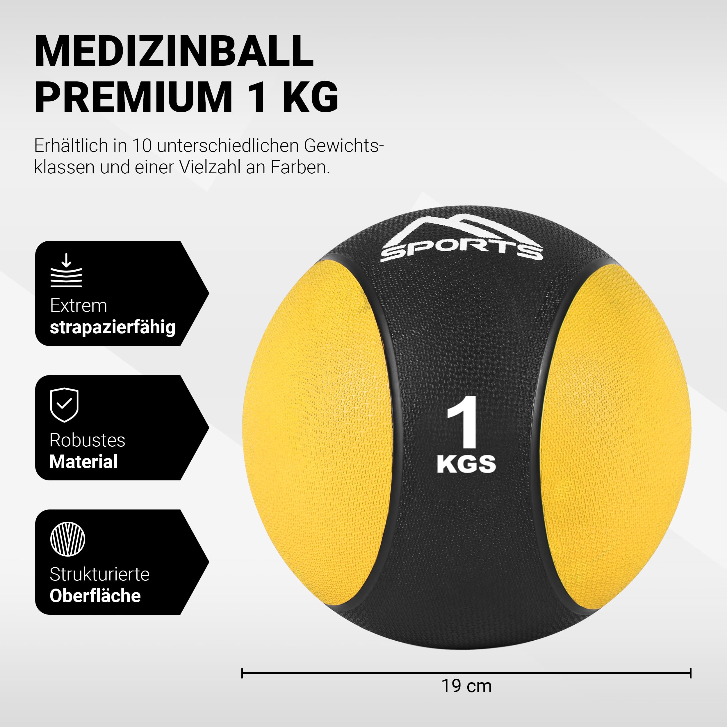 MSPORTS Medizinball 1 – 10 kg – Professionelle Studio-Qualität inkl. Übungsposter Gymnastikbälle