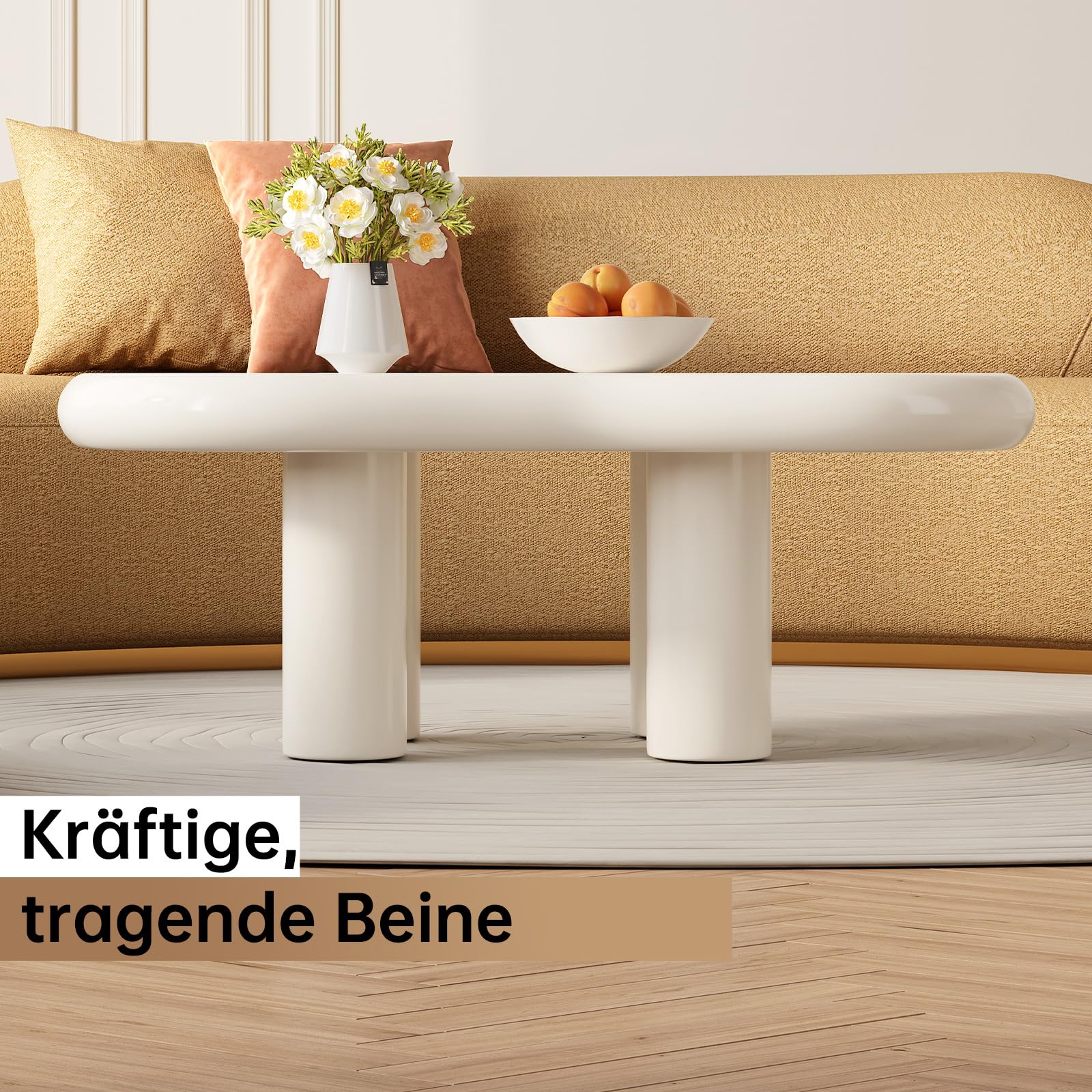 Guyii Weißer Kaffeetisch, Teetisch, Couchtisch, Sofatisch, Wohnzimmereinrichtung – Cremefarbener Cloud-Design Tisch in moderner Wolkenform für Wohnzimmer