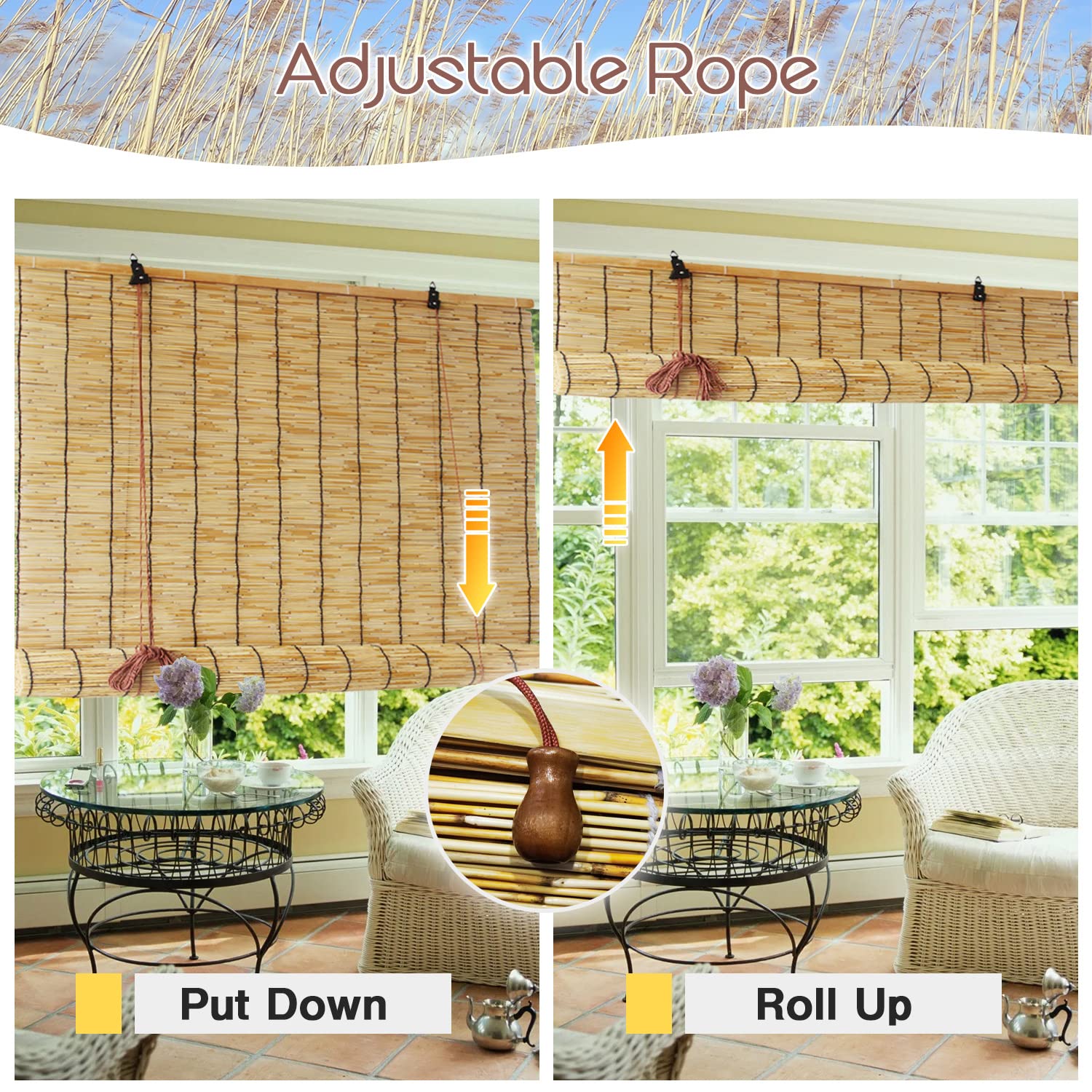 Amazon.com: Lsjoaw Roll Up Reed Shade 54x79in (WxH