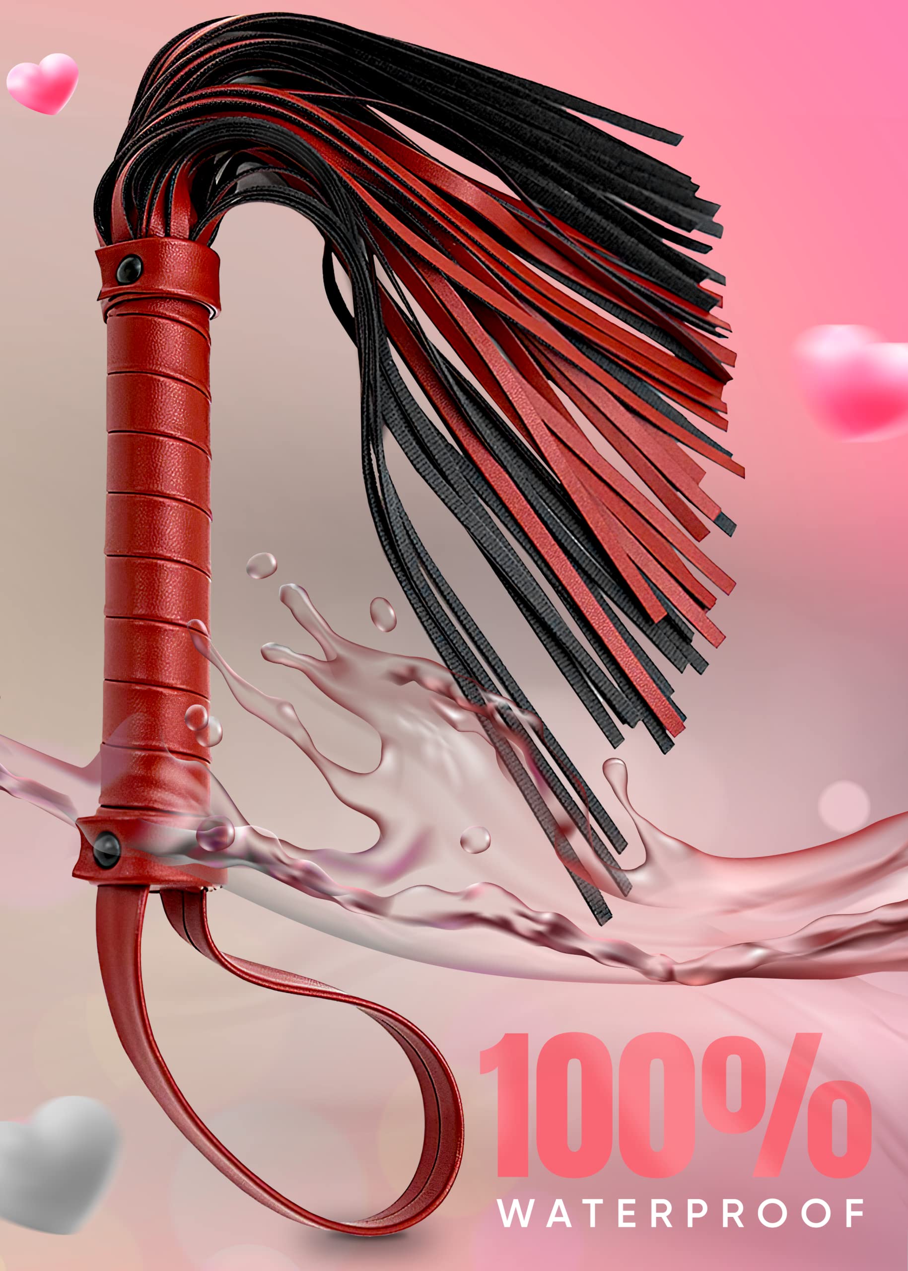 DERINODEM Horse Riding Red Whip 20" Faux Leather Whip Black Riding Whip Cosplay