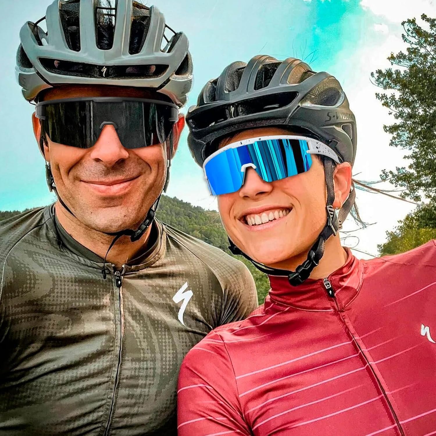 SPOSUNE Polarized Cycling Glasses with 3 Interchangeable Lenses for Women Men, TR90 Sports Sunglasses Running Baseball - Image 2