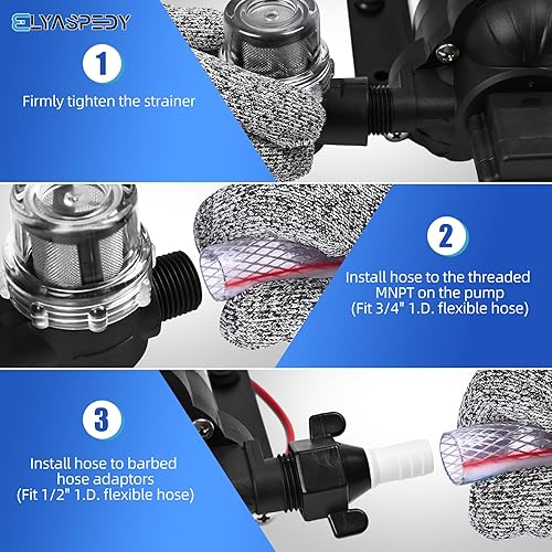 Miniatura 6 de 2025 mejorada 2088-422-144 Bomba de agua dulce para caravana, bomba de agua de diafragma autocebante de 12 V 3.3 GPM, 45 PSI, incluye interruptor de