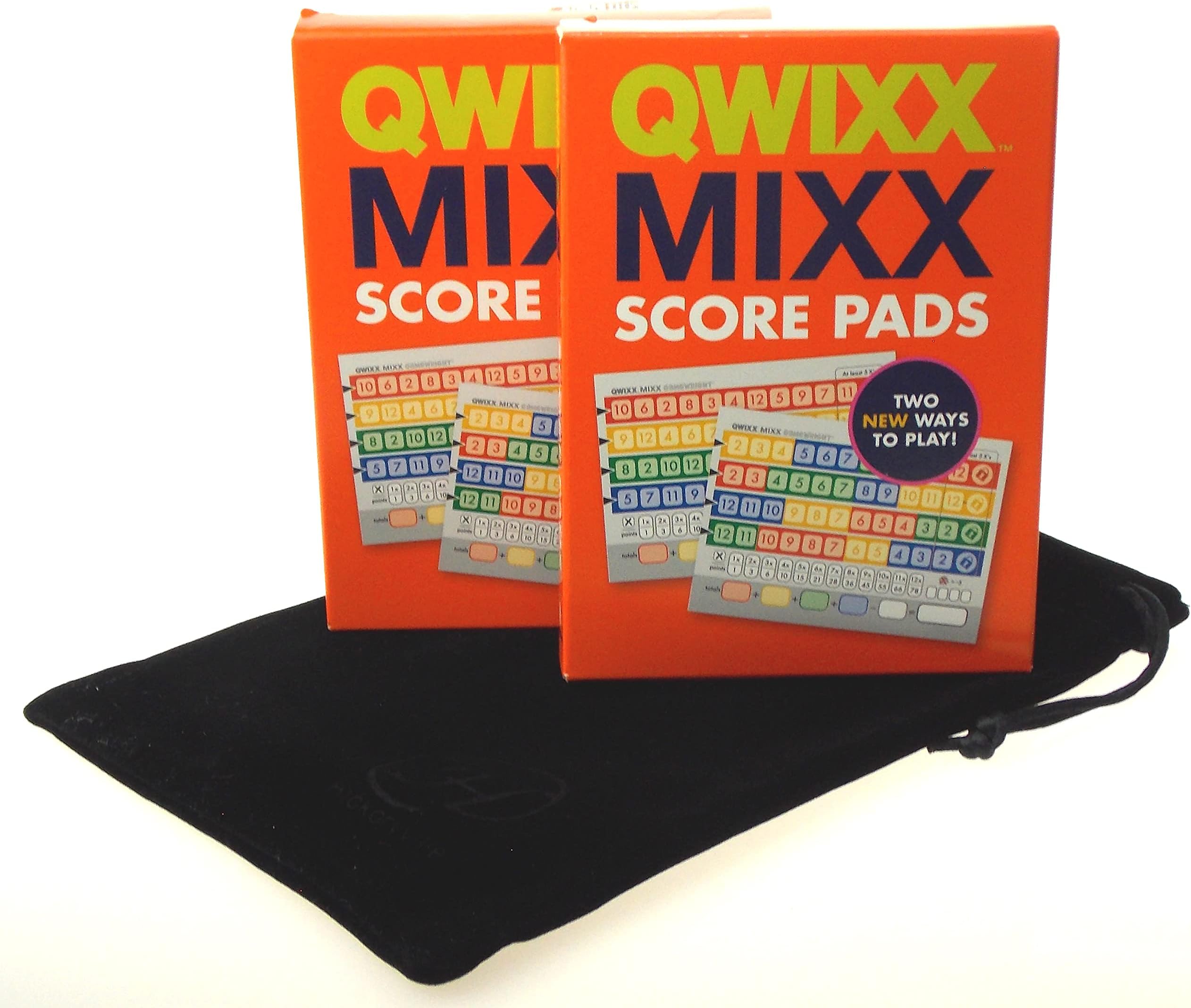 QWIXX Mixx 2 Replacement Score Pad Boxes Bundle - 400 Score Sheets (Score Cards) - Bonus Hickoryville Velour Storage Bag