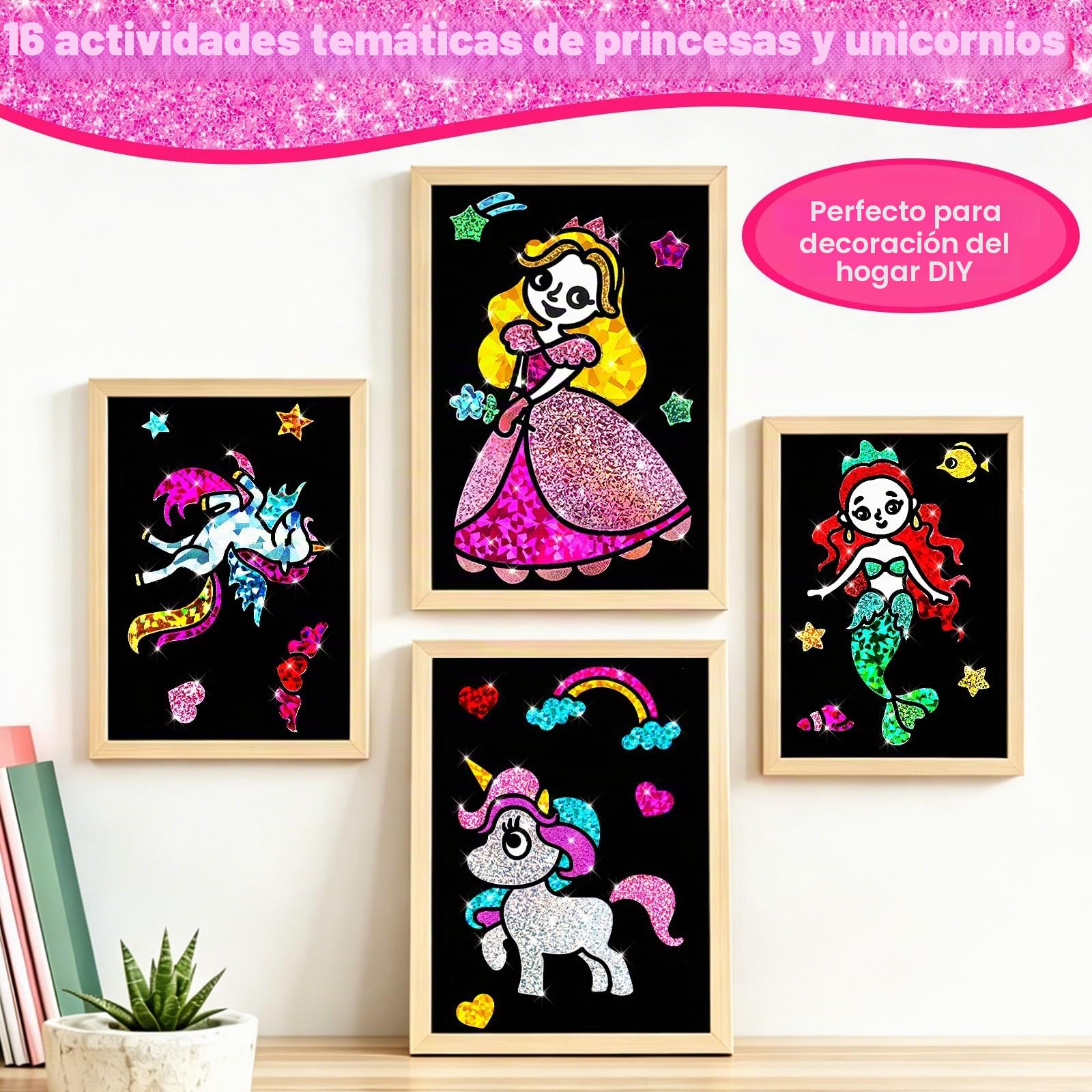 FUNNYB&G Manualidades infantiles con foil, Creativo Kit Manualidades niños, Juguete Niña Regalos Para de 3 4 5 6 7 8 9 12 Años Niño cumpleaños (Princesa)