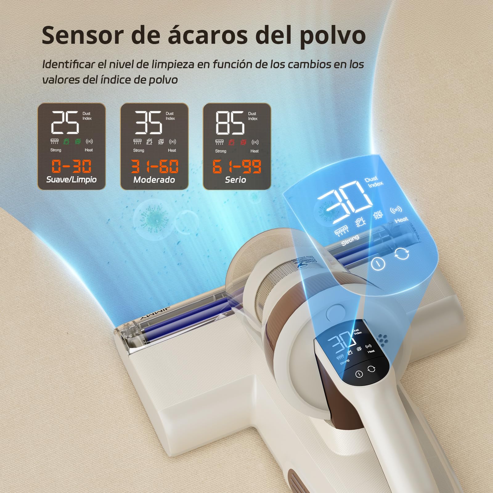 Jimmy BX6 Lite Aspirador Antiácaros para Colchones, con Potencia de Succión de 600 W, 15 kpa, Aspiradora con Sensor de Polvo, Aire Caliente, Luz UV-C, Tecnología Ultrasónica, para Colchón Cama Sofá