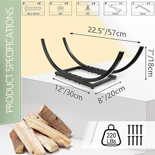 Miniatura 5 de Qiang Ni Estante curvado para leña resistente para almacenamiento de leña en interiores y exteriores (22 pulgadas)