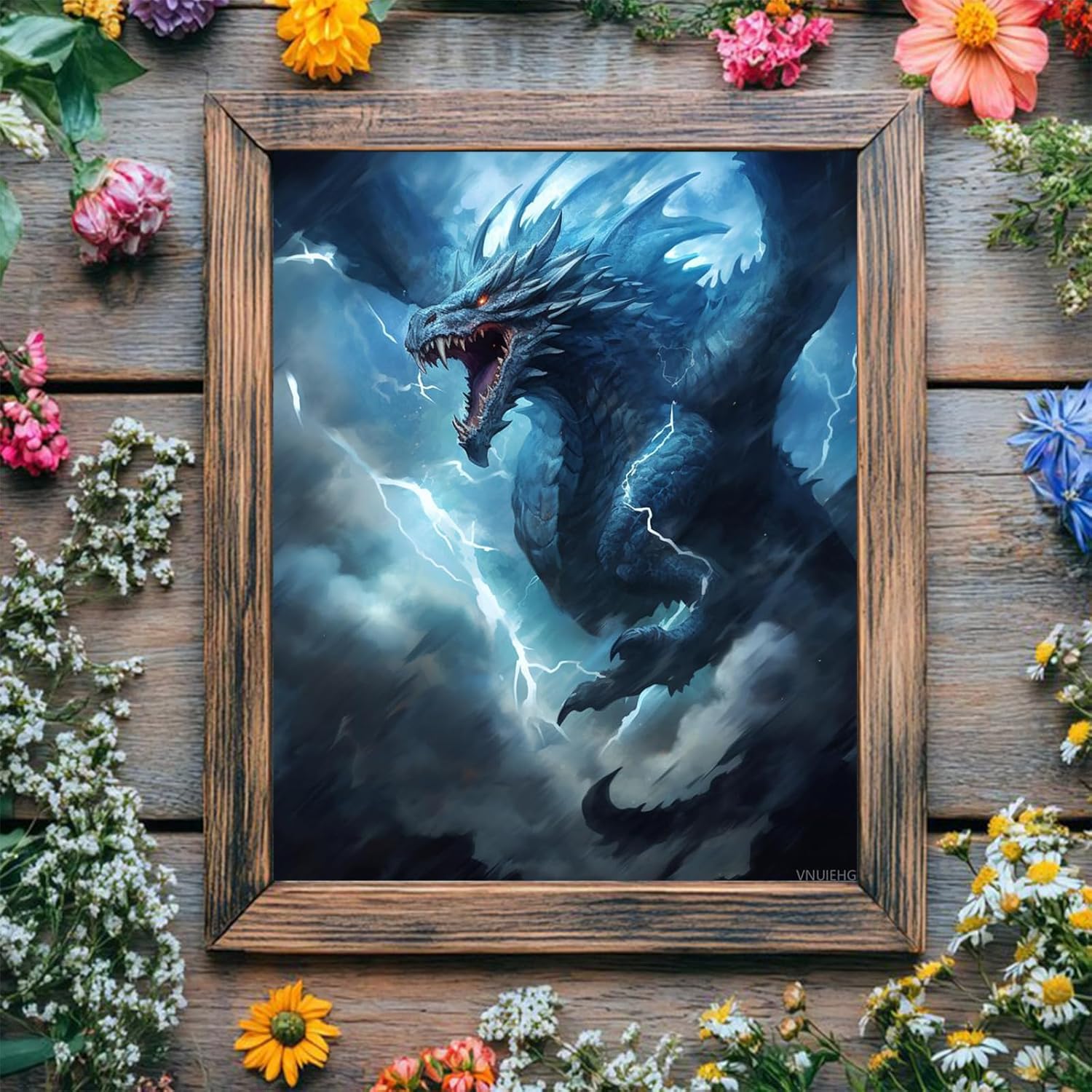 VNUIEHG Paint by Numbers Dragon for Adults, Acrylic Oil Painting by Numbers Kits for Beginner with Paintbrushes Brushes Art Crafts Canvas for Home Decor 16x20 inch / 40x50 cm