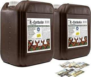KOVA® 2x 10L B-Carbolin Holzlasur + 1x Bildmagnet! Öl Holzfarbe für optimalen Holzschutz aussen Braun Farbe für Holz-Zäune, 2x 10 L Liter Holzschutzlasur Wetterfest für Außen & Innen, ähnlich Holzlack