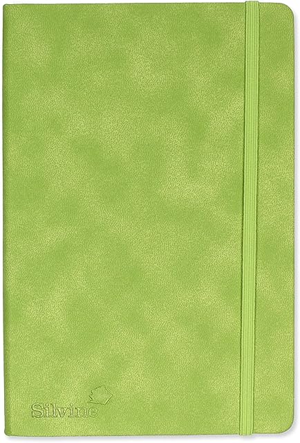 Silvine A5 Executive Soft Feel Notebook Green. 160 Pages (80 Sheets) Ruled 7mm feint. Ref 197G (148 x 212mm)