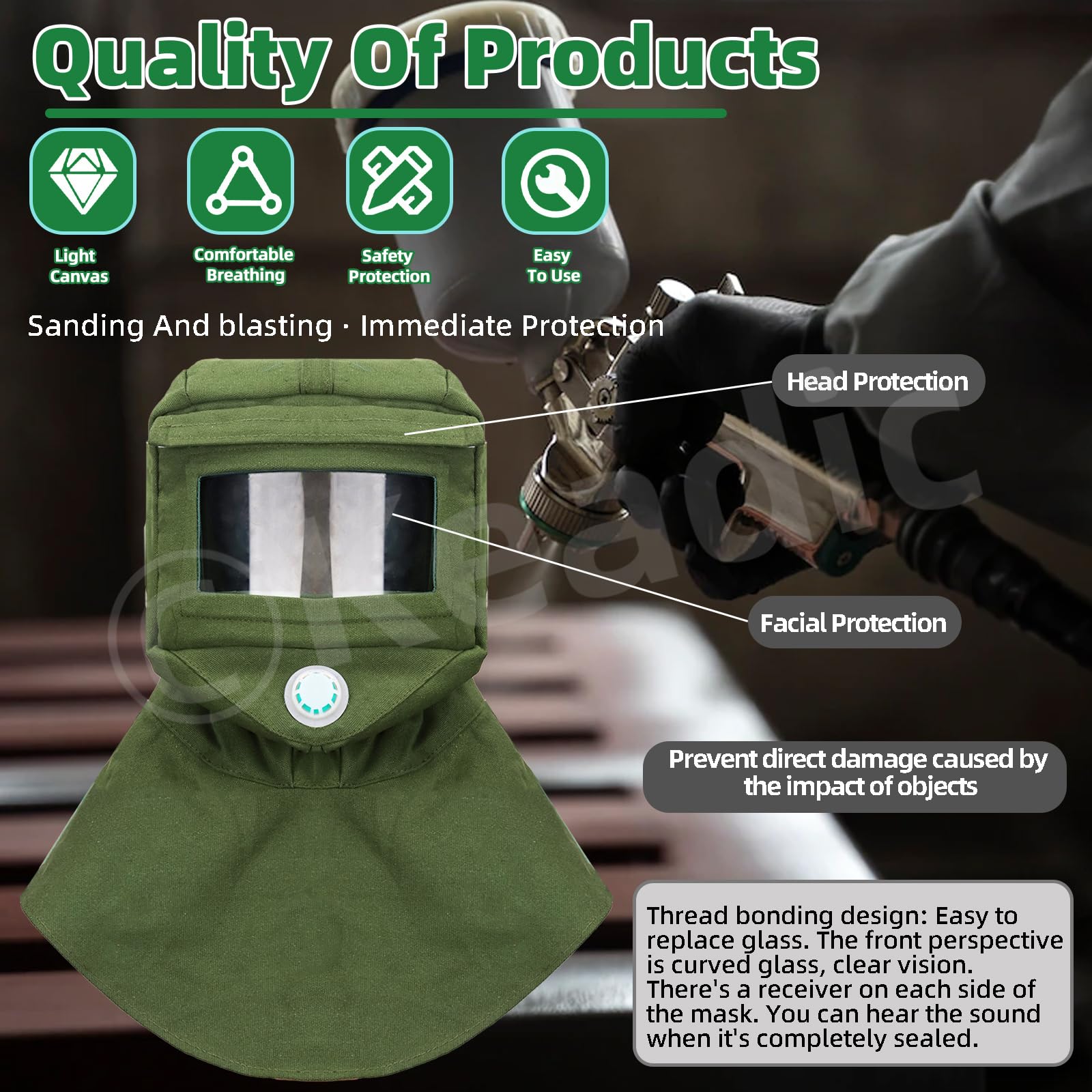Wood Working Mask Sandblasting Hood Cap – Anti-Dust Face & Neck