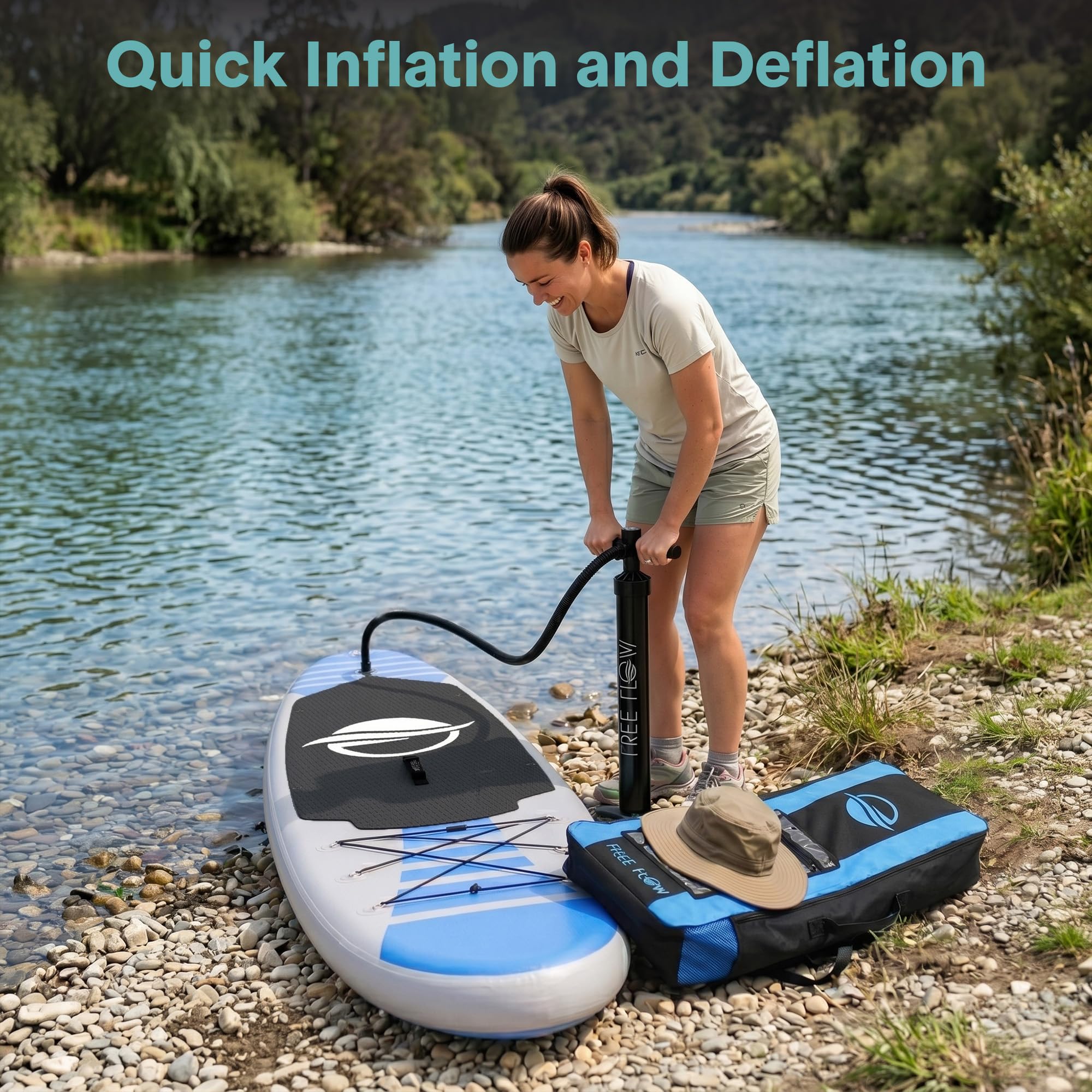 SereneLife Deska do wiosłowania Opblaasbaar Stand Up (15 cm Dik) stawia Premium SUP Akcesoria & Draagtas, stojak Brede, Bodemvin voor Peddelen, Surfcontrole, Antislip Dek, Jeugd & Volwassen