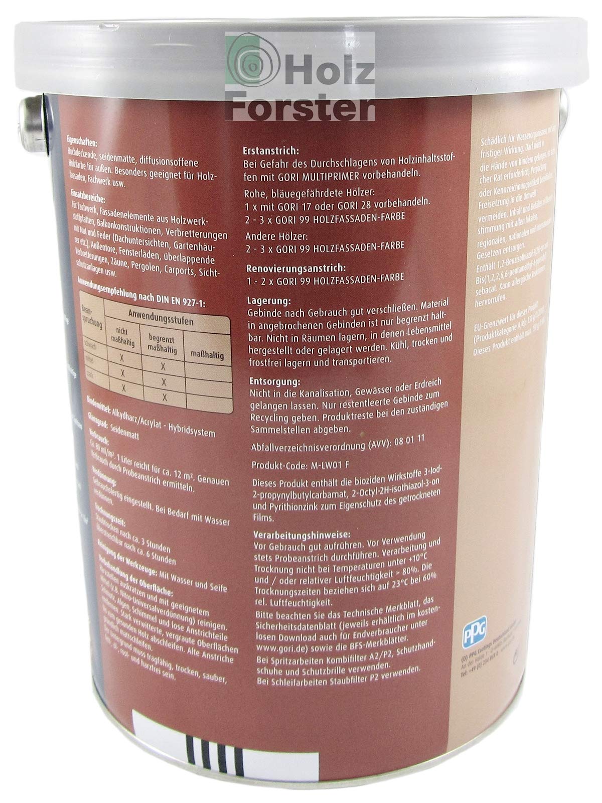 5L Gori 99 Schwedenrot 7117 Holzfassaden-Farbe Wetterschutzfarbe