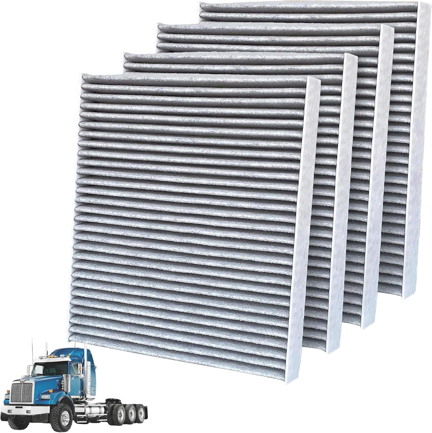 4 Pack Activated Carbon Cabin Air Filter for Kenworth T660 T680 T800 T880 & Peterbilt 567 579 | Replaces X1987001, AF55839, P640110, PA30093, 4070948C1, 24479