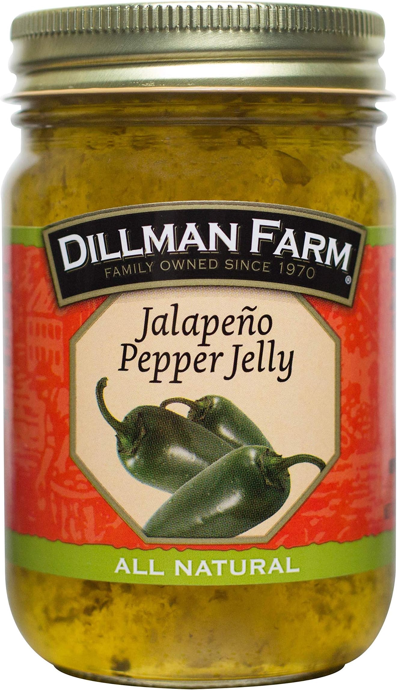 Dillman Farm All Natural Jalapeno Jelly - Gluten-Free, Non-GMO, Vegan, Kosher, Eco-Friendly, Preservative Free, Corn Syrup Free - Made in USA, 16oz (Pack of 6)