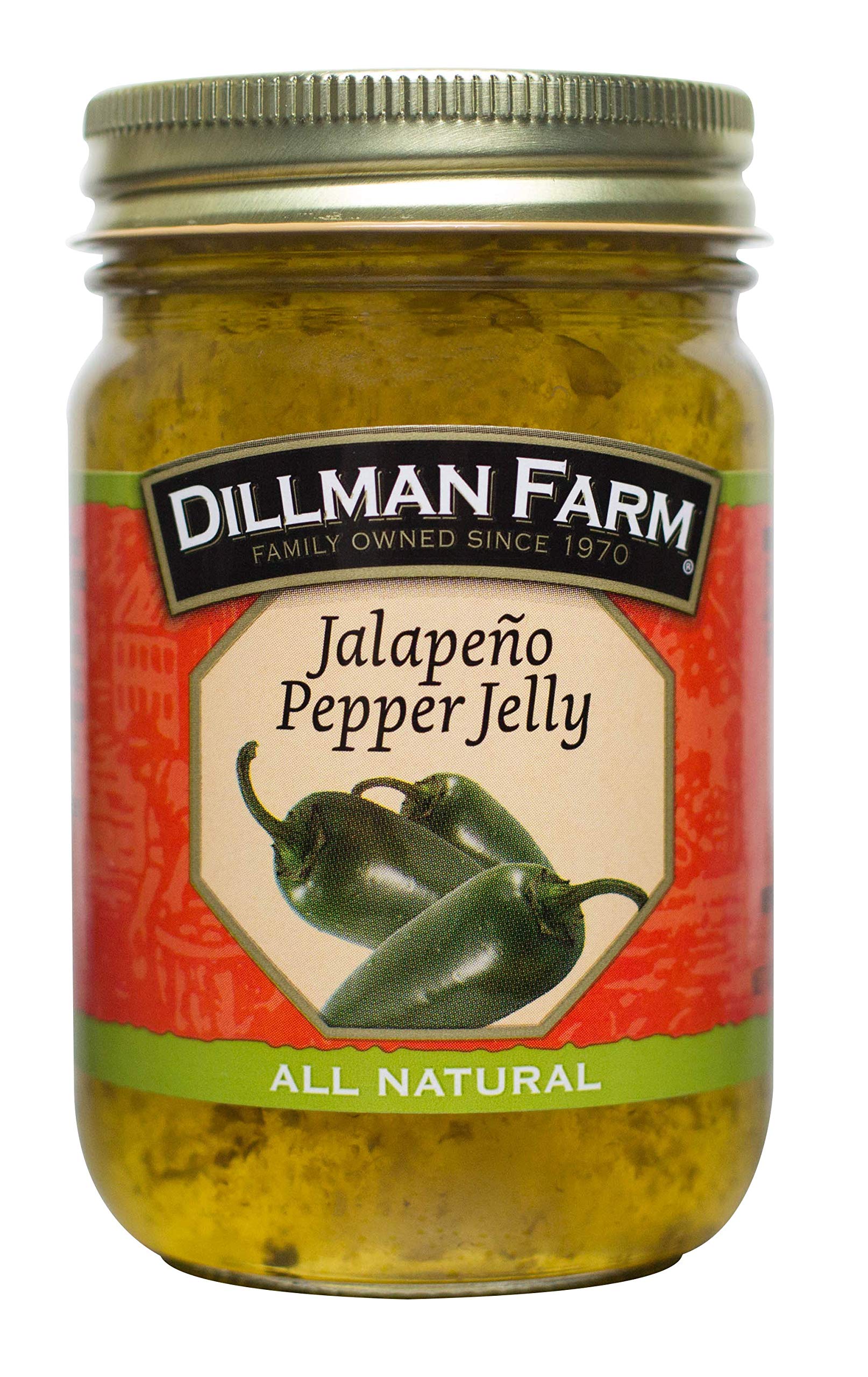 Dillman Farm All Natural Jalapeno Jelly - Gluten-Free, Non-GMO, Vegan, Kosher, Eco-Friendly, Preservative Free, Corn Syrup Free - Made in USA, 16oz (Pack of 6)