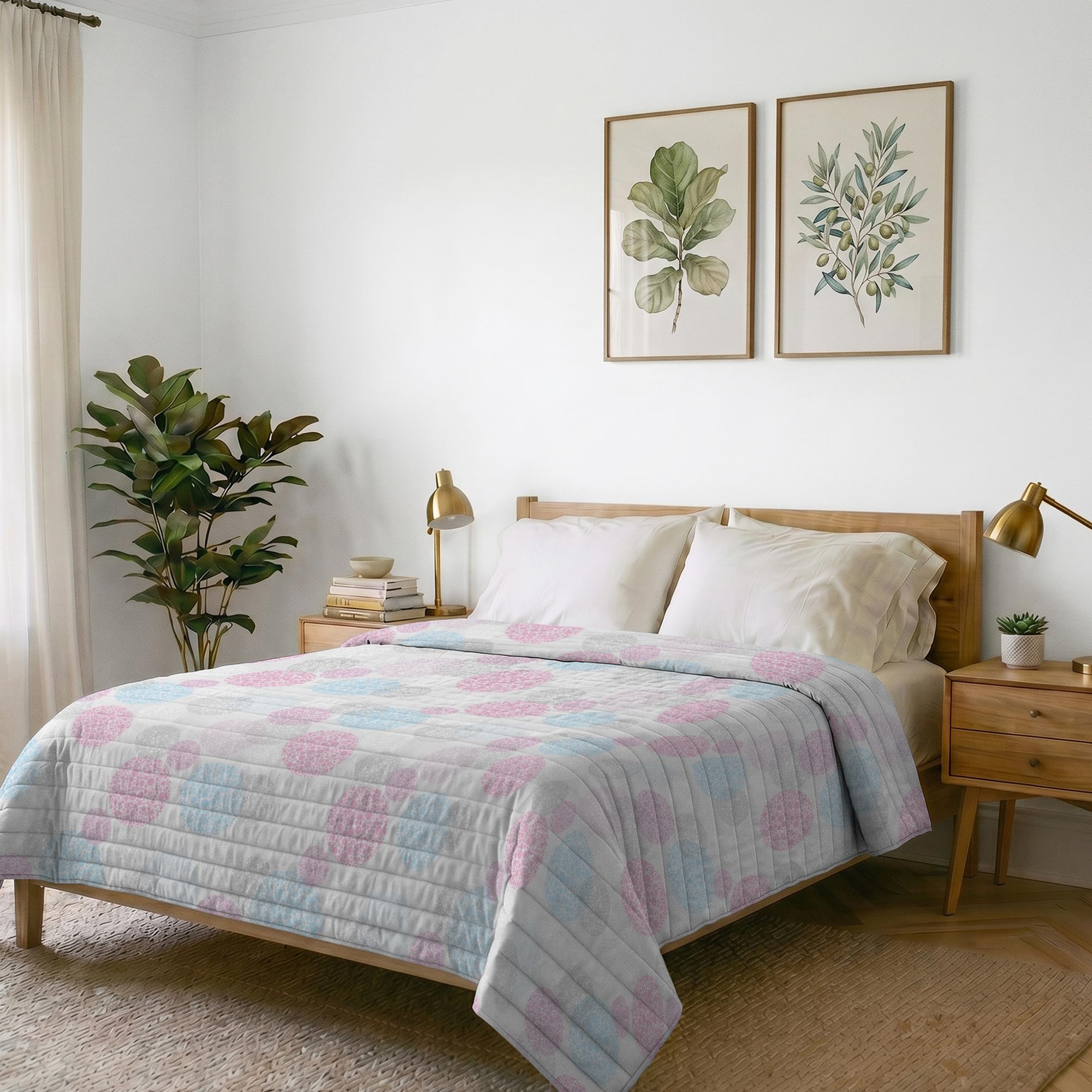 Italian Bed Linen Summer Quilt in Fantasy Microfibre, Double 260 x 270 cm, Molecules