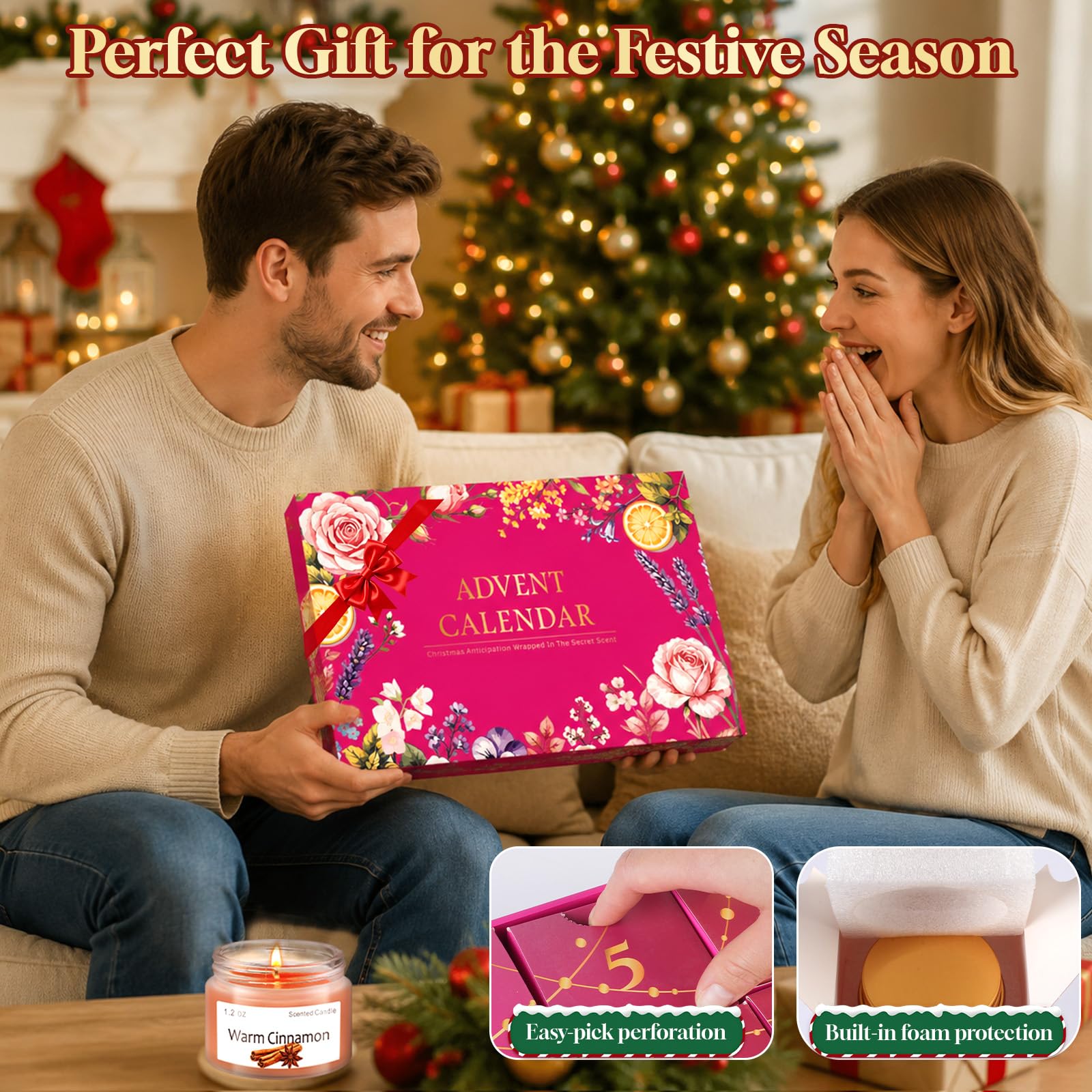 Adventskalender 2026 für Frauen | 24 Duftkerzen mit festlichen Weihnachtsdüften, Kerzen Geschenkset als Geschenk für Frauen, Mama, Schwester, Männer oder Paare