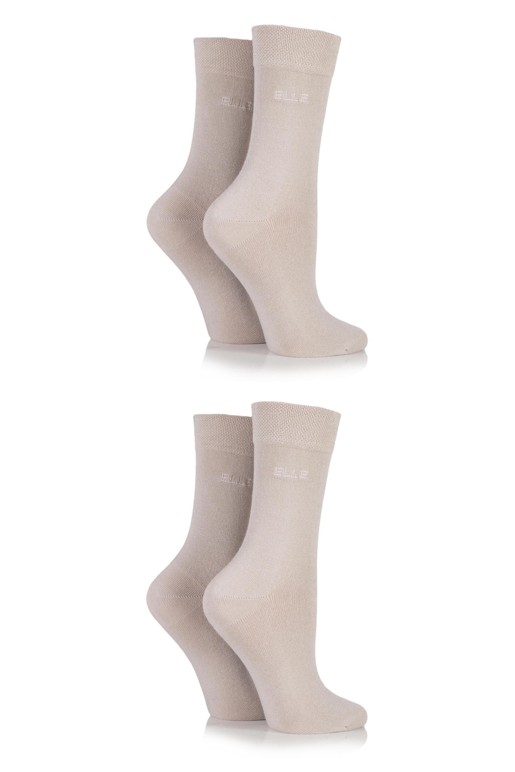 Elle Women's Neutrals Bamboo Fibre Socks - Plain, Striped & Patterned Casual Day To Day Socks In A Multipack Of 4 Size 4-8 4-8