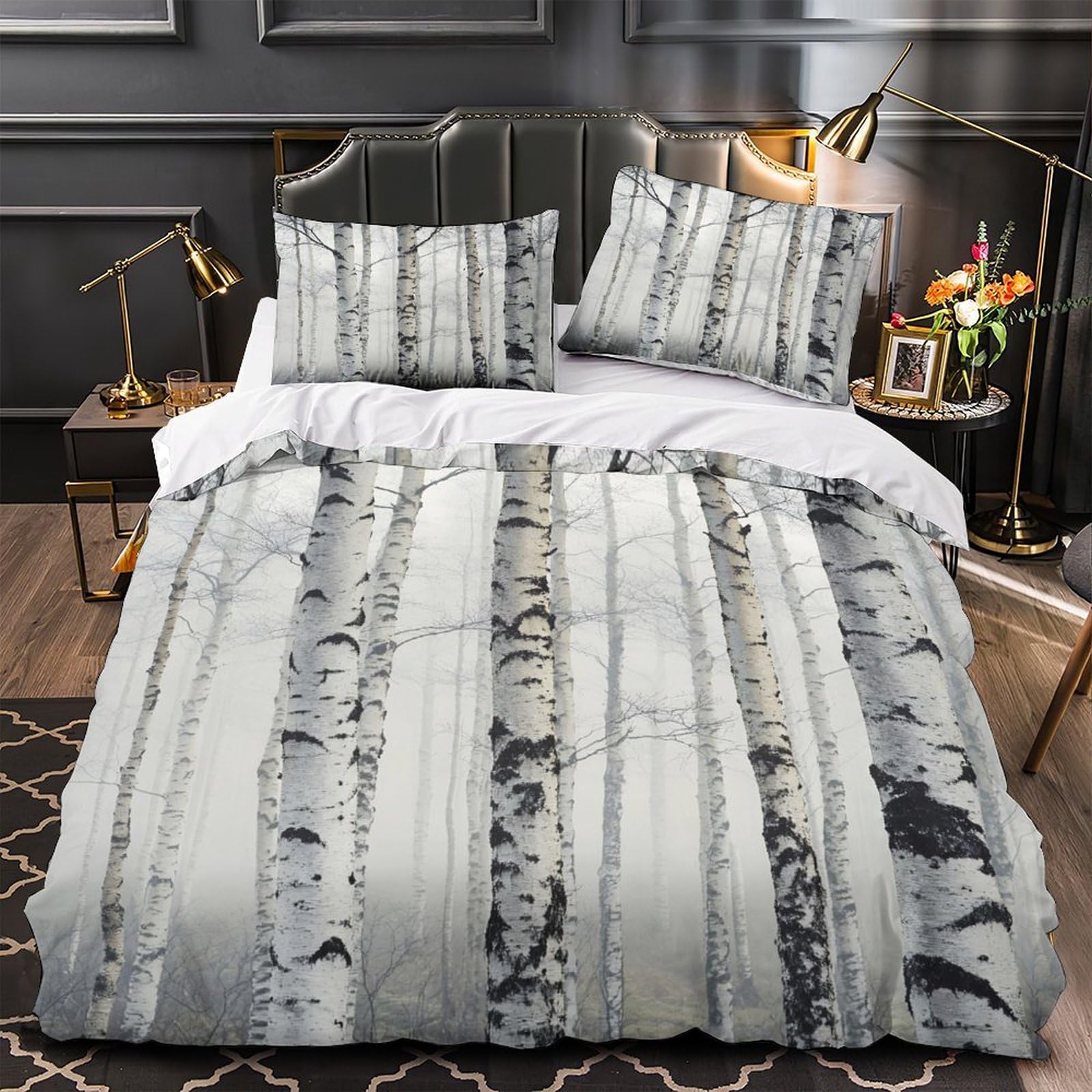 Housse de couette forêt de bouleaux pour chambre d'enfant cocooning