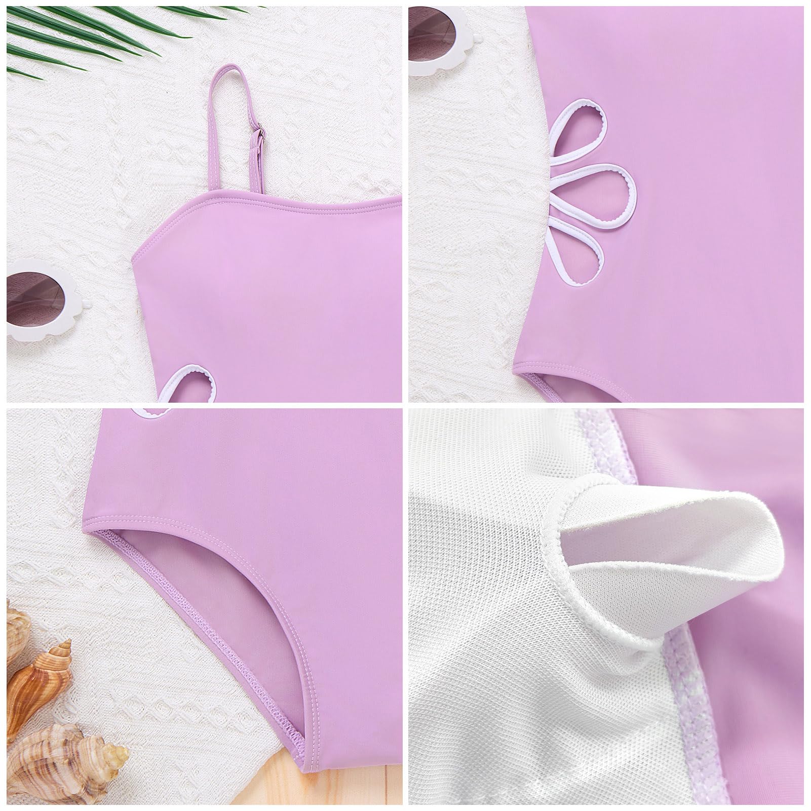 Odizli Maillot de bain pour fille de 7 à 16 ans, spaghetti, fleurs, coupe ajustée, body avec jupe