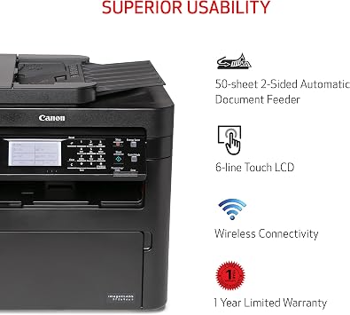 Canon imageCLASS MF269dw II - Monochrome, Duplex Wireless Laser Printer, All-in-One with Scanner, Copier, Fax, Auto Document Feeder, Mobile Ready, 30 PPM, Black