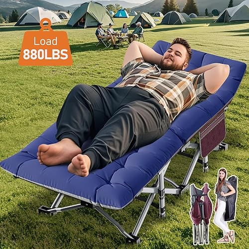 Miniatura 2 de ABORON Cama de invitados plegable resistente para adultos, capacidad de 500 libras, catre extra portátil con doble capa 1203D, ideal para estancias