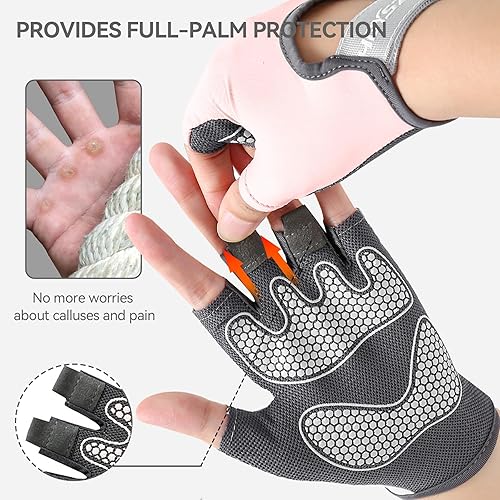 Miniatura 4 de Guantes de entrenamiento para hombres y mujeres, guantes de levantamiento de pesas antideslizantes con absorción de golpes, guantes de gimnasio con