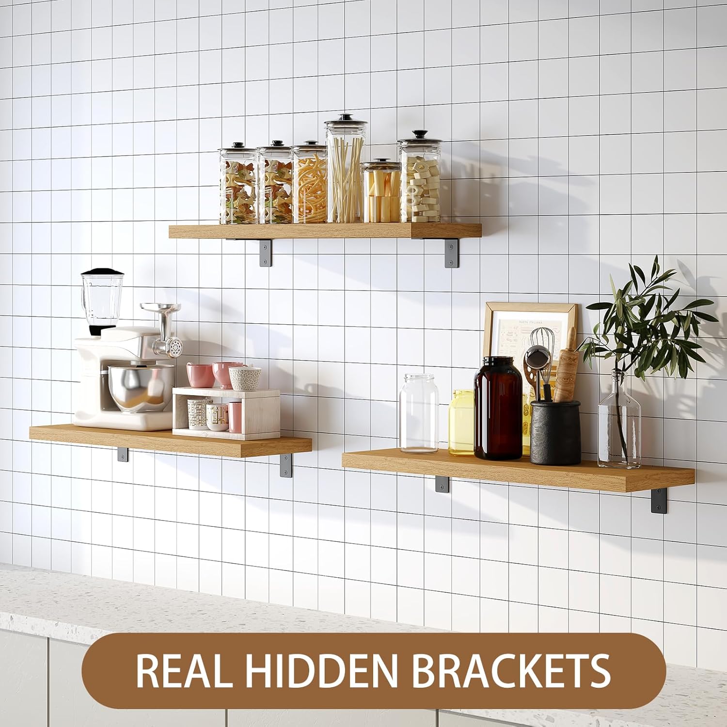 Iron Floating Shelf Brackets ,Black Hidden L ( L 6" x H 4" x W1.5 ),Heavy Duty Rustic Industrial Metal for Shelf Support DIY Decorative Mounting Hardware (8Pc )