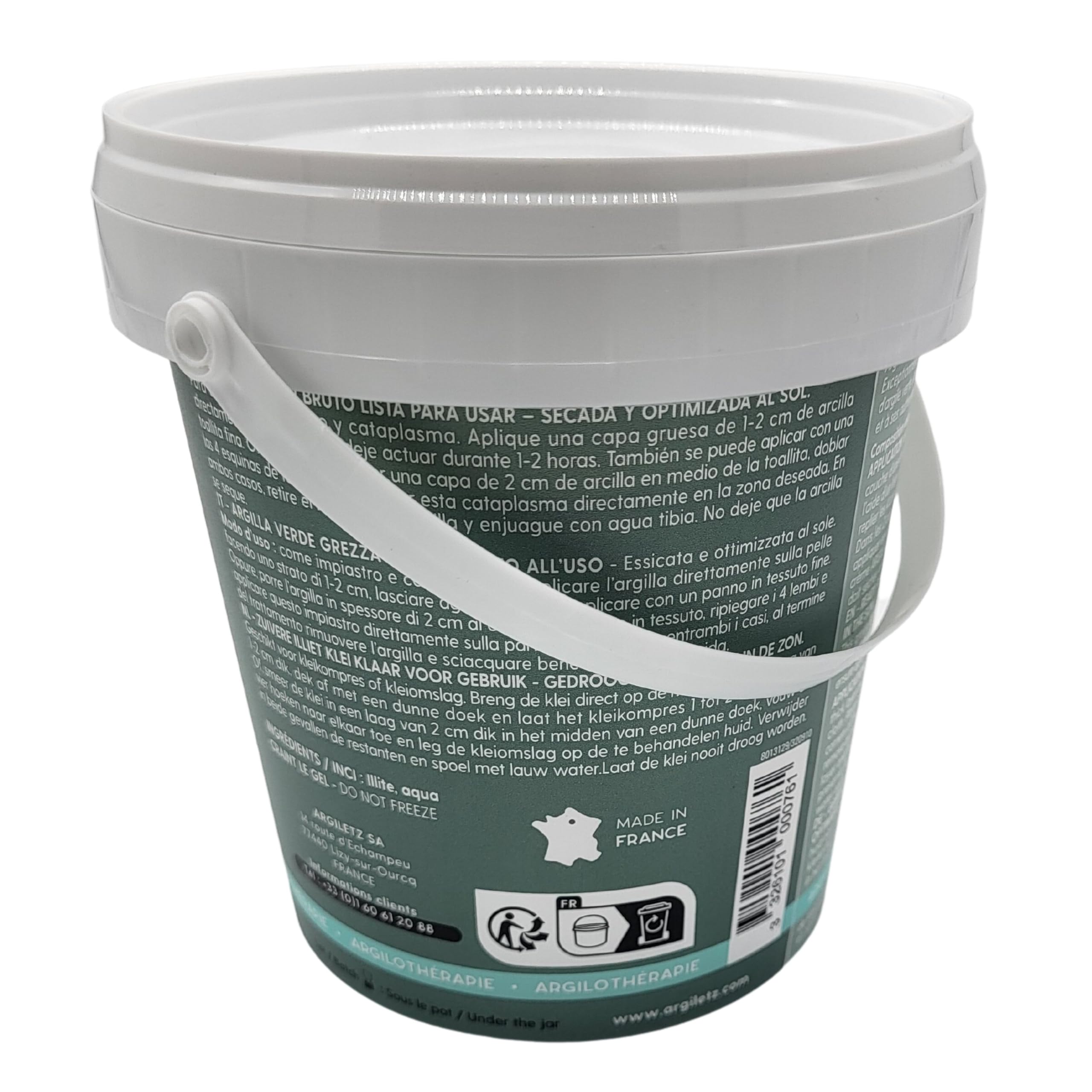 (ARCILIA) Argiletz - Set di 2 vasi - Argilla verde 1 kg, pronto all'uso
