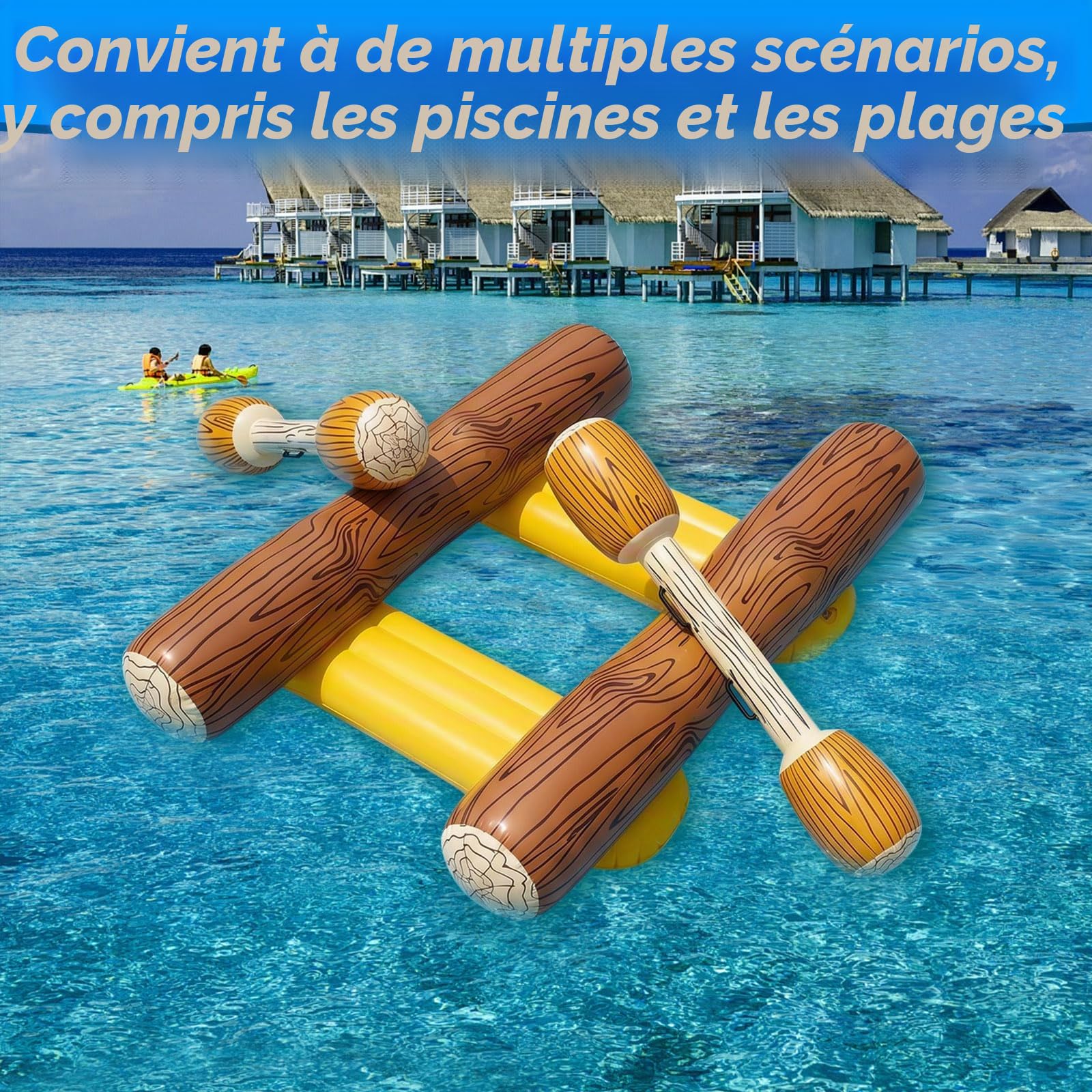 Ensemble Flottant Gonflable, 4 Pcs, Jeux Nautiques pour Adulte | Fête de Piscine, Lot de 2 Flotteurs de Bassin
