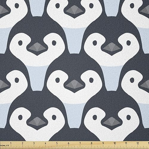 Miniatura 34 de Ambesonne The Yard, tela de jirafa estilo de dibujos animados que caminan entre árboles pequeños sobre fondo grunge, tema de sabana, tela de punto