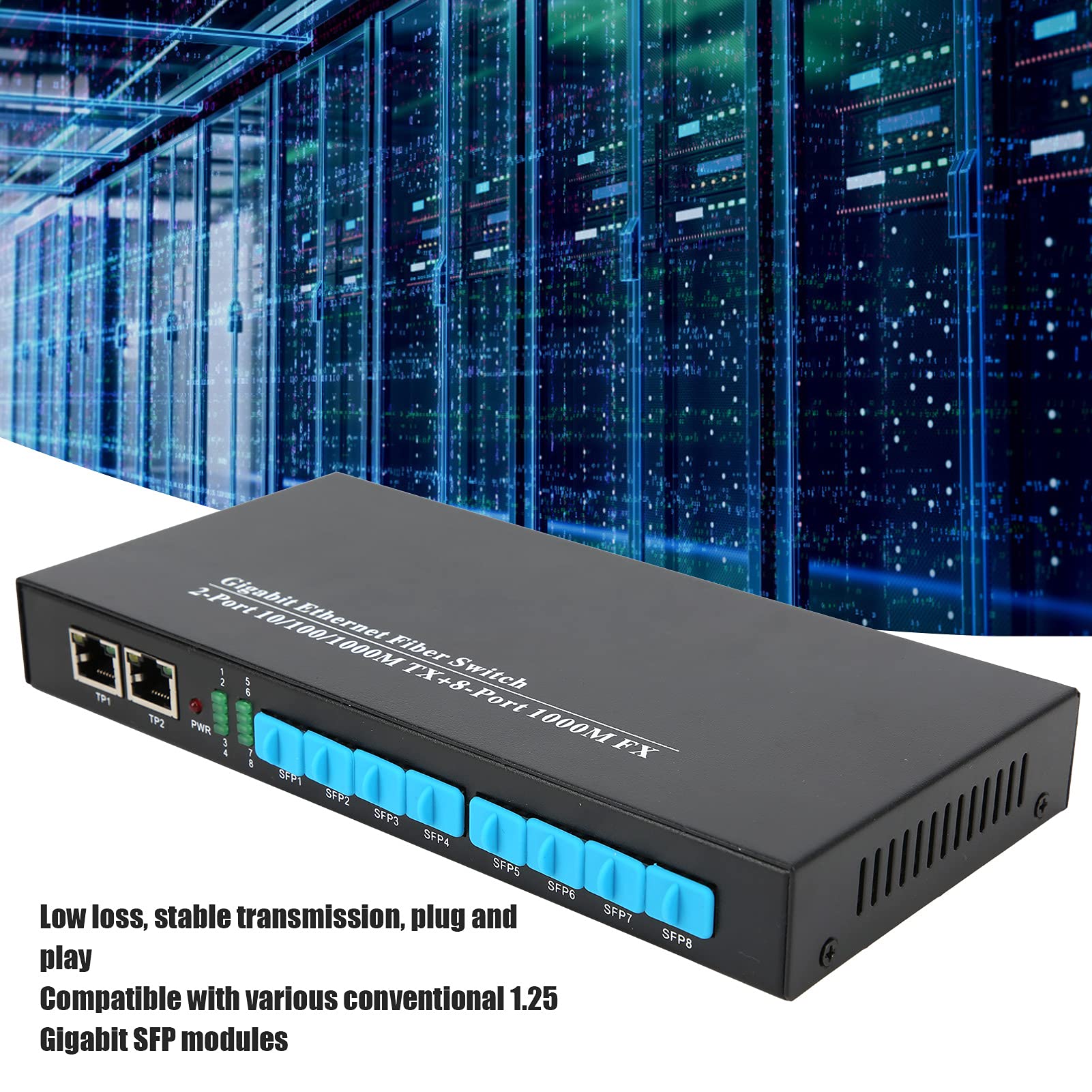 Ricetrasmettitore in fibra Gigabit, materiali in ferro Buona compatibilità Switch in fibra Ethernet Accessorio di rete per l'industria per Internet