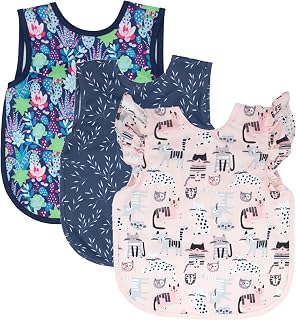 BapronBaby Floral Kitty Bapron Bundle - Bapron (Sz Baby/Toddler 6m-3T) + Desert Floral + Kitty + Willow - Soft Waterproof Stain Resistant Bib - Machine Washable