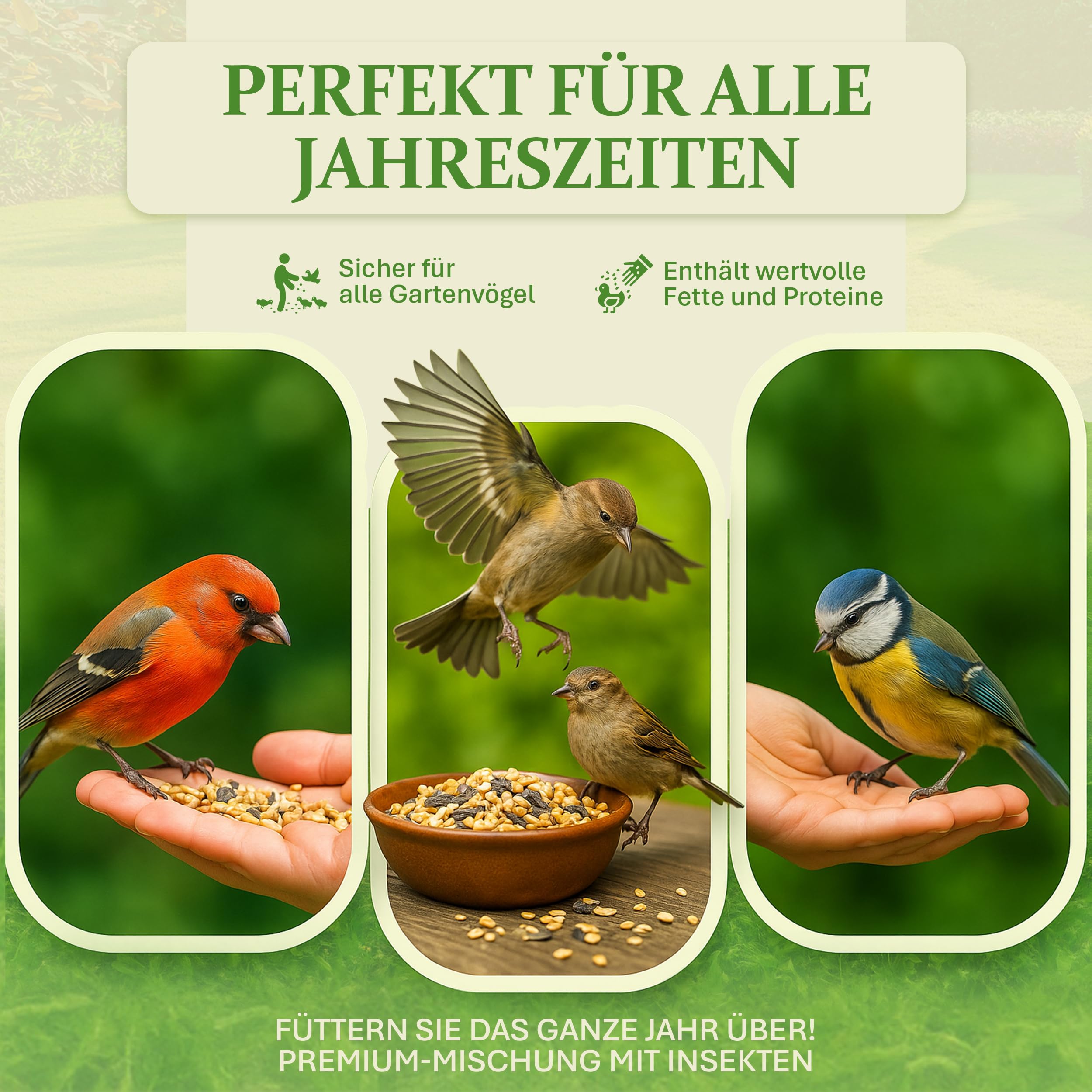 Comida para pájaros de jardín de 10 kg, alimento para pájaros, Frutos Secos para Aves Silvestres, pienso para pájaros, Semillas de Girasol, alimento para pájaros, Insectos, Aves de