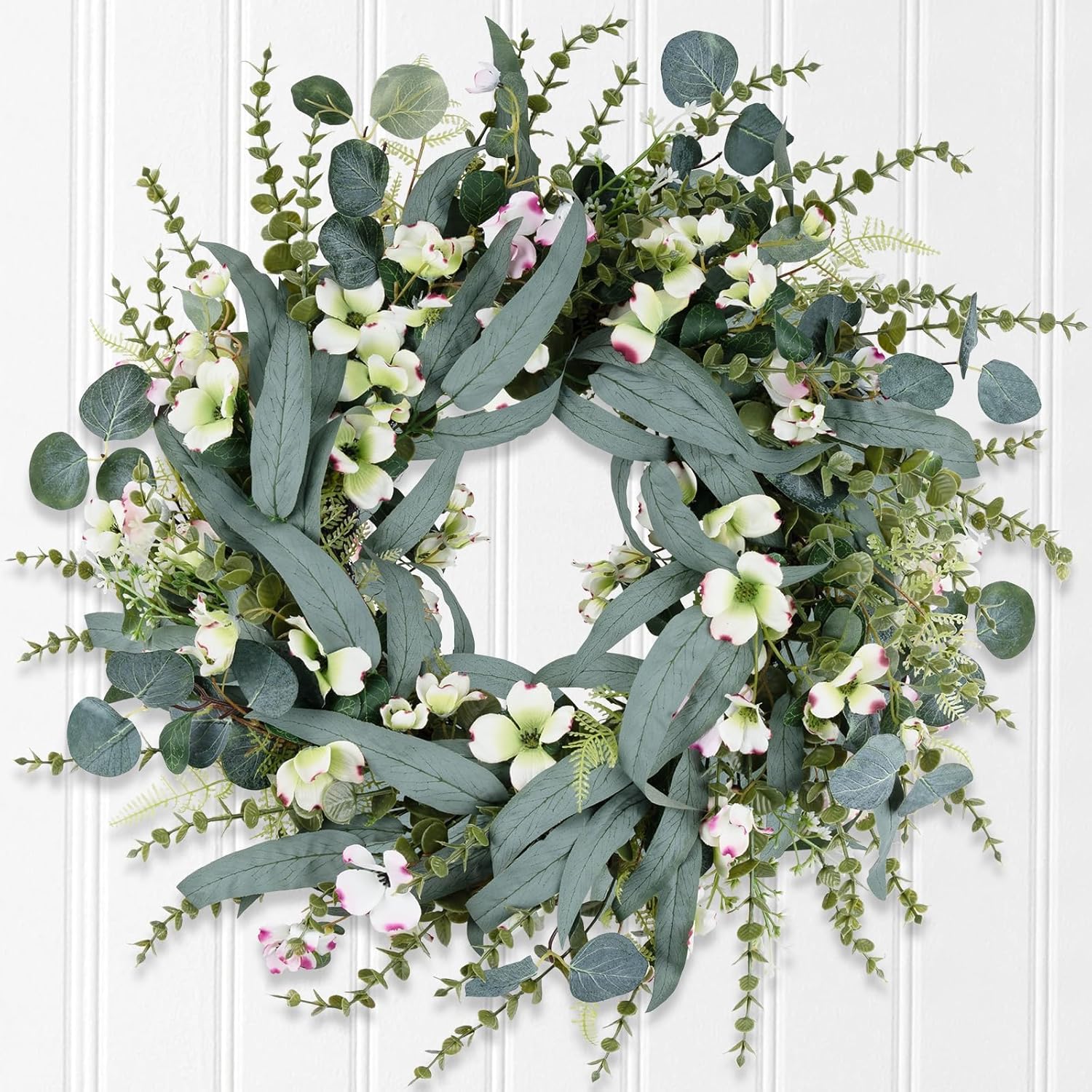 26 Inch Eucalyptus Wreaths for Front Door, Large Artificial Greenery Wreath Indoor Outdoor for Porch Window Wall Farmhouse Home Holiday Hanging Decor Spring Summer Fall Winter All Seasons