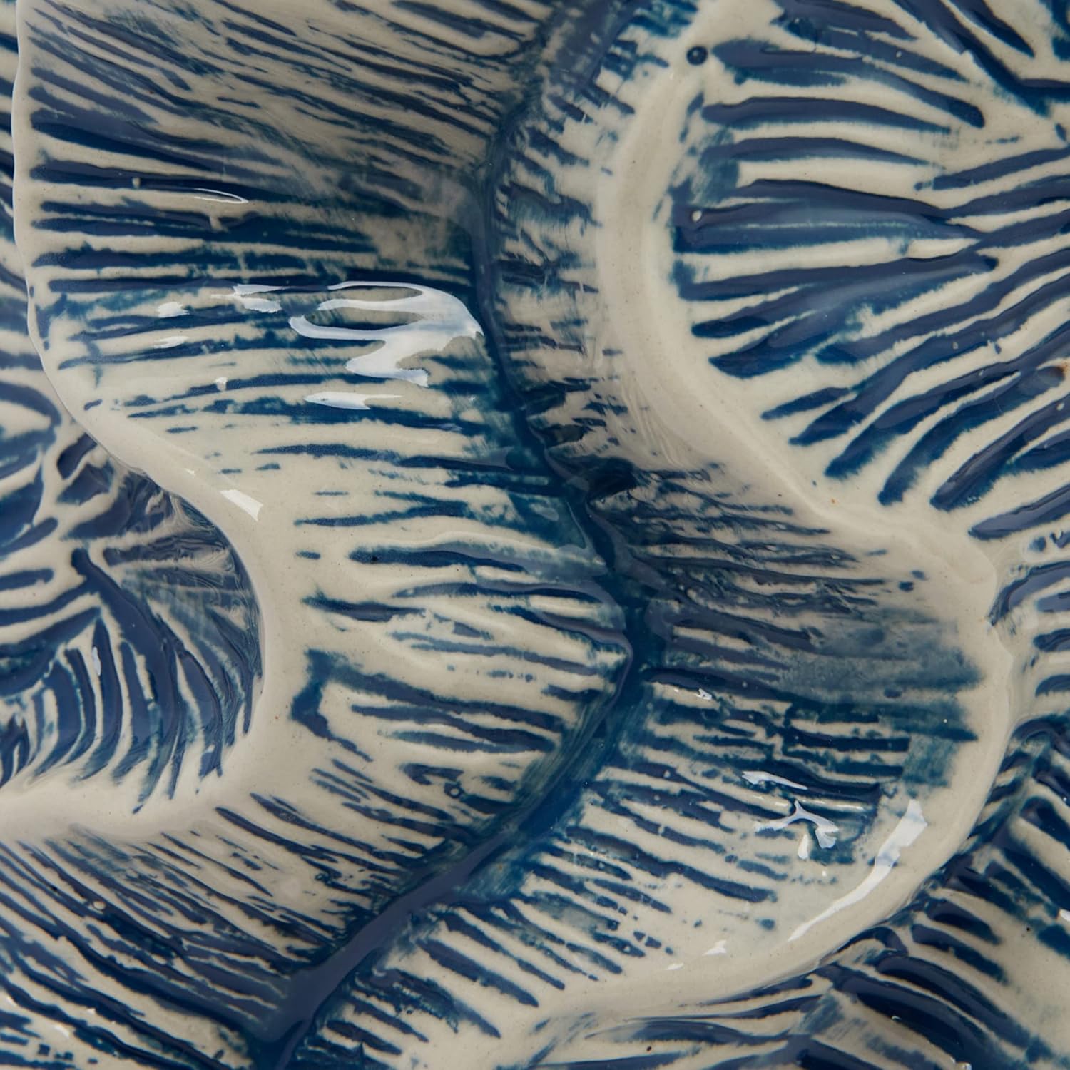 Bloomingville Textured Stoneware Organic Shaped Vase with Reactive Glaze, Blue