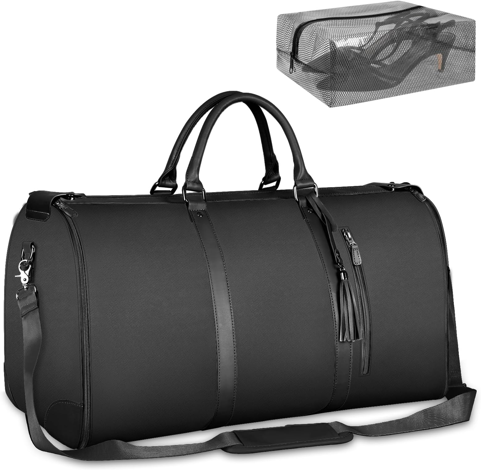 Ytonet Garment Bags for Travel, Convertible Garment Duffle Bags with Shoe Pouch, Large Carry on Garment Bag for Women, 2 in 1 Hanging Suitcase Suit Travel Duffel Overnight Bags, Black